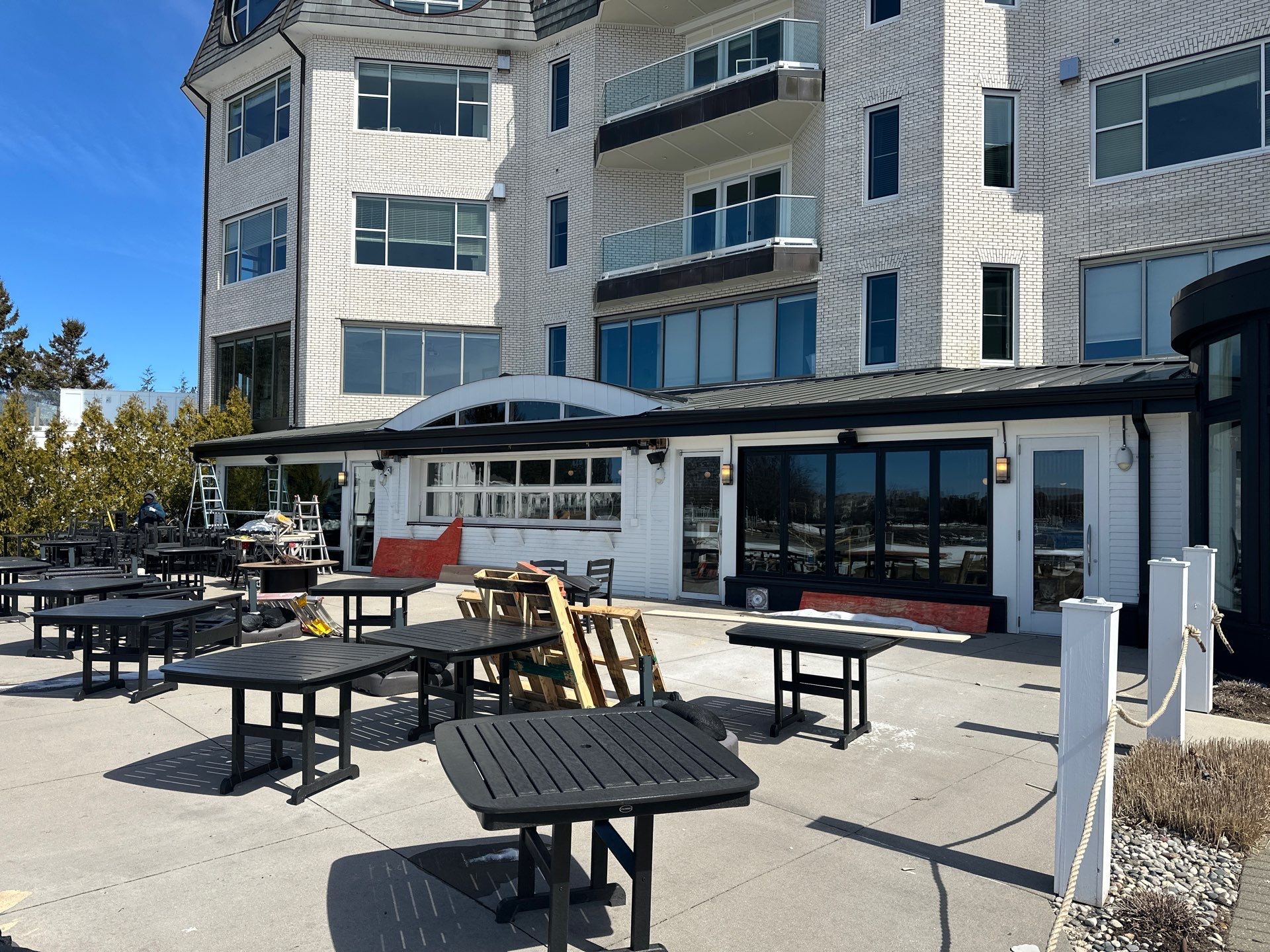 Commercial Gutter Installation for Bay Harbor Restaurant by Rainbow Seamless Systems