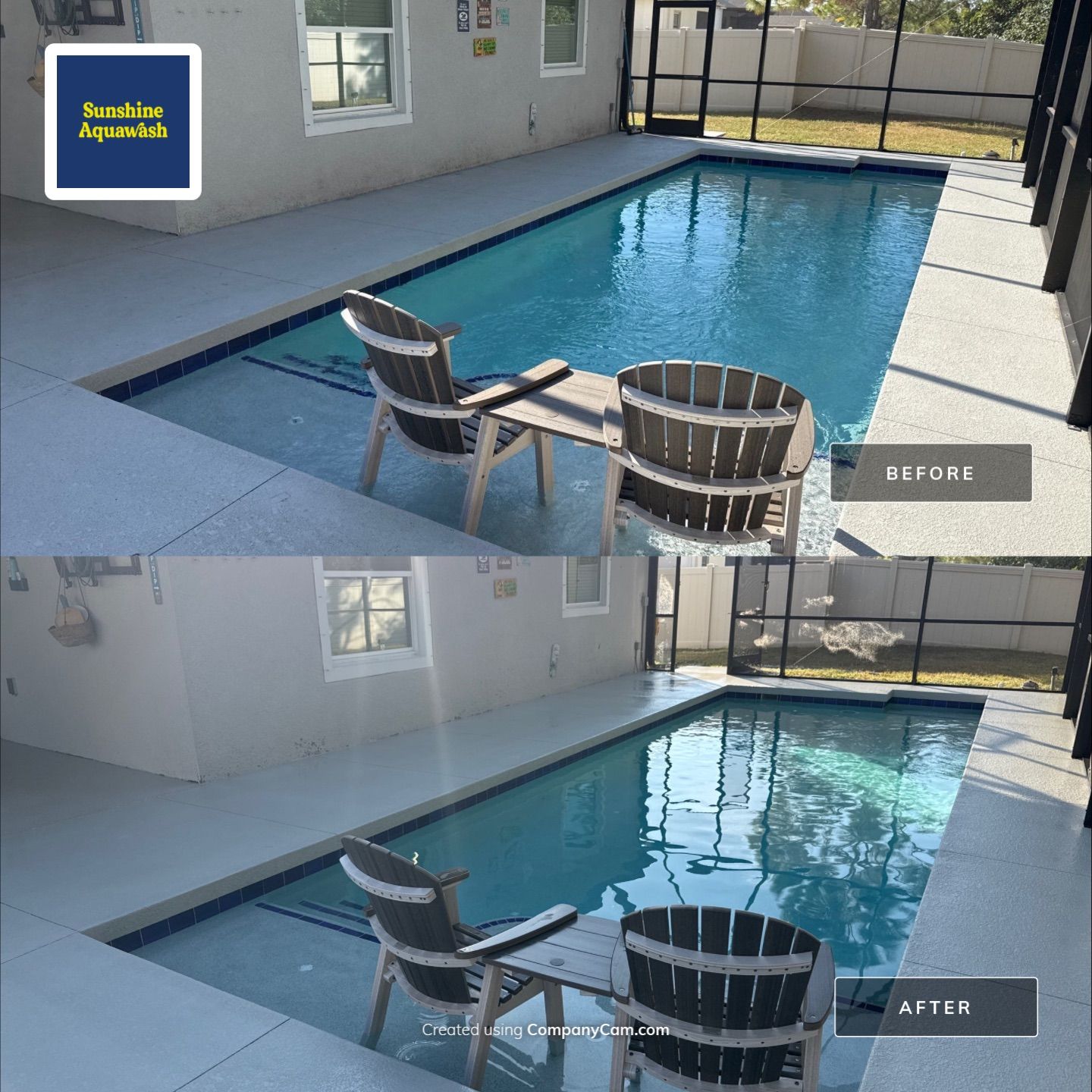 Painted Pool Deck & Screen Enclosure Cleaning | Heron Creek, Palmetto FL by Sunshine AquaWash