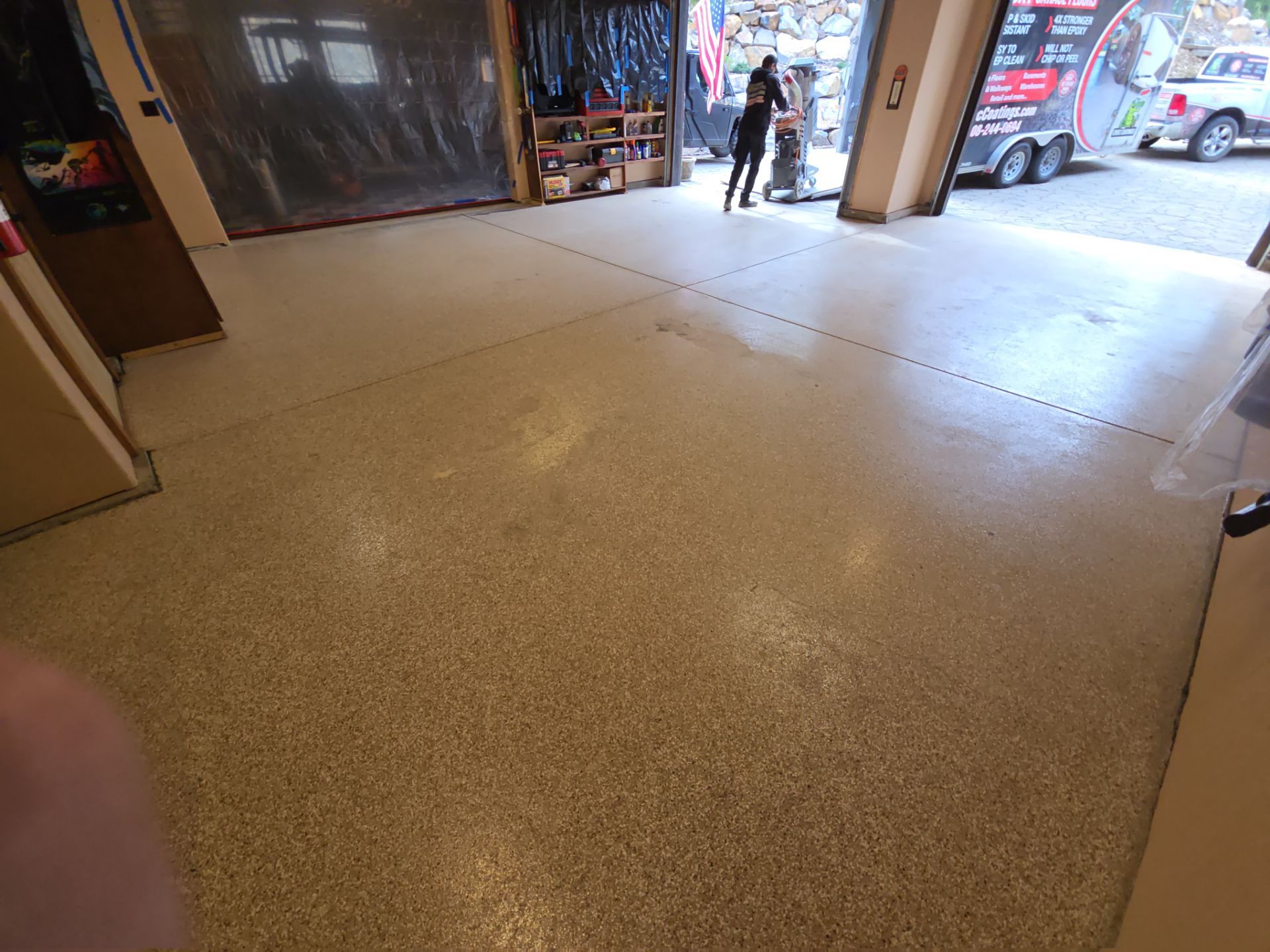 Garage Transformation using Chestnut by Croc Coatings, LLC