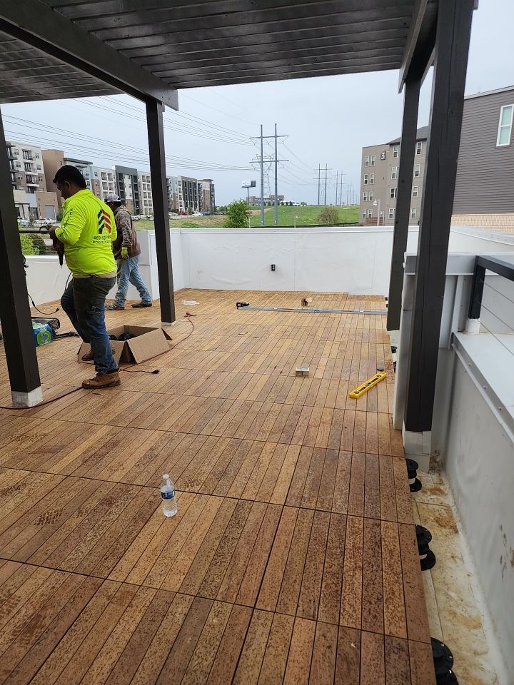 Apartment Roofing Installation using GAF HDZ Shingles, GAF TPO and Pavers in Lewisville, TX by Roof Experts