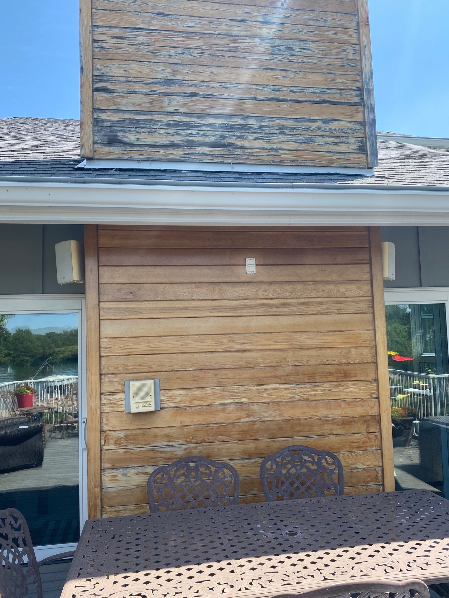 Exterior Wood Siding Staining and Chimney Refinishing in Valley by Carps Complete Exteriors