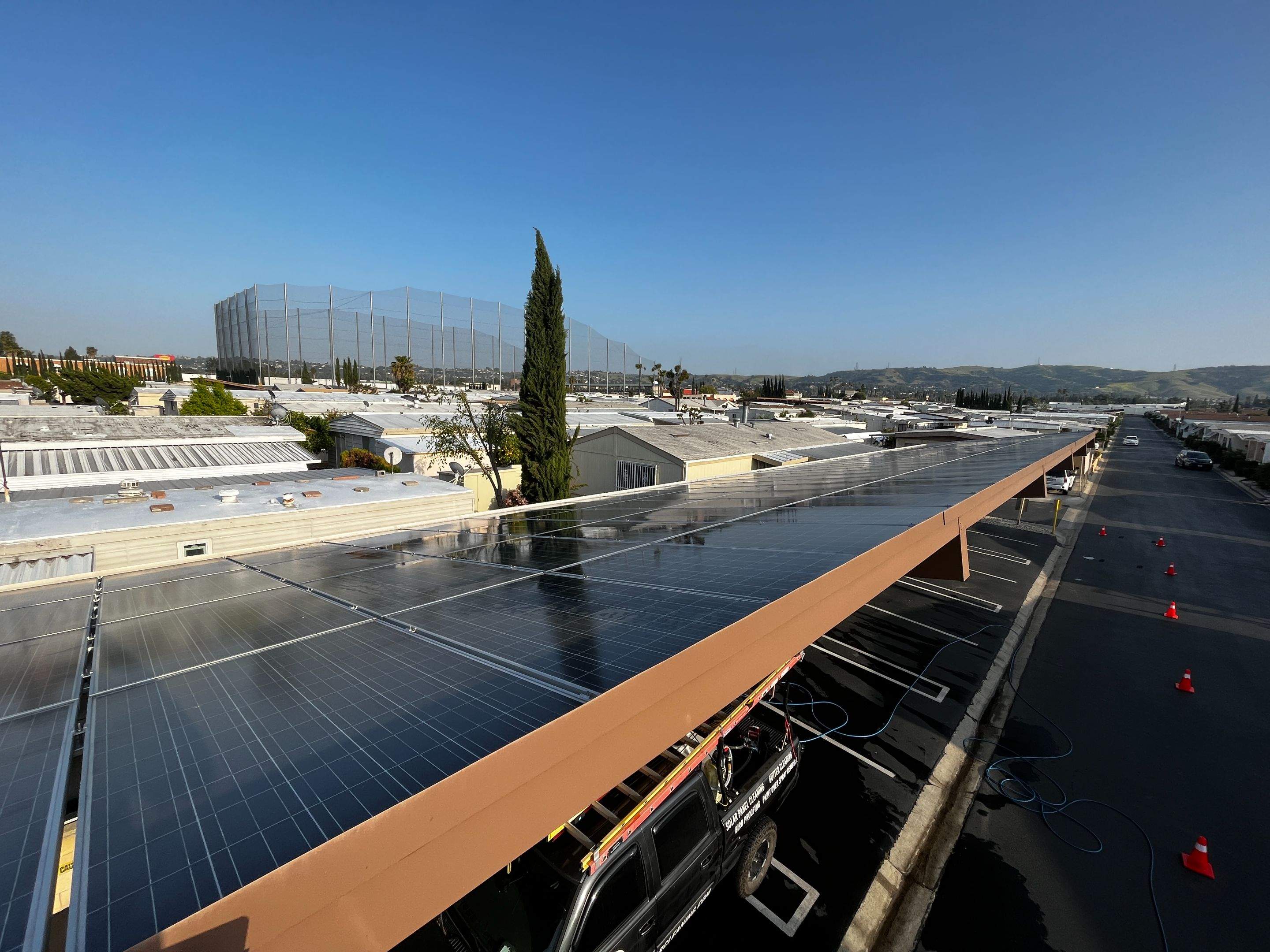 Carport Solar Panel Cleaning in Rowland Heights by Palm Coast Solar Cleaning