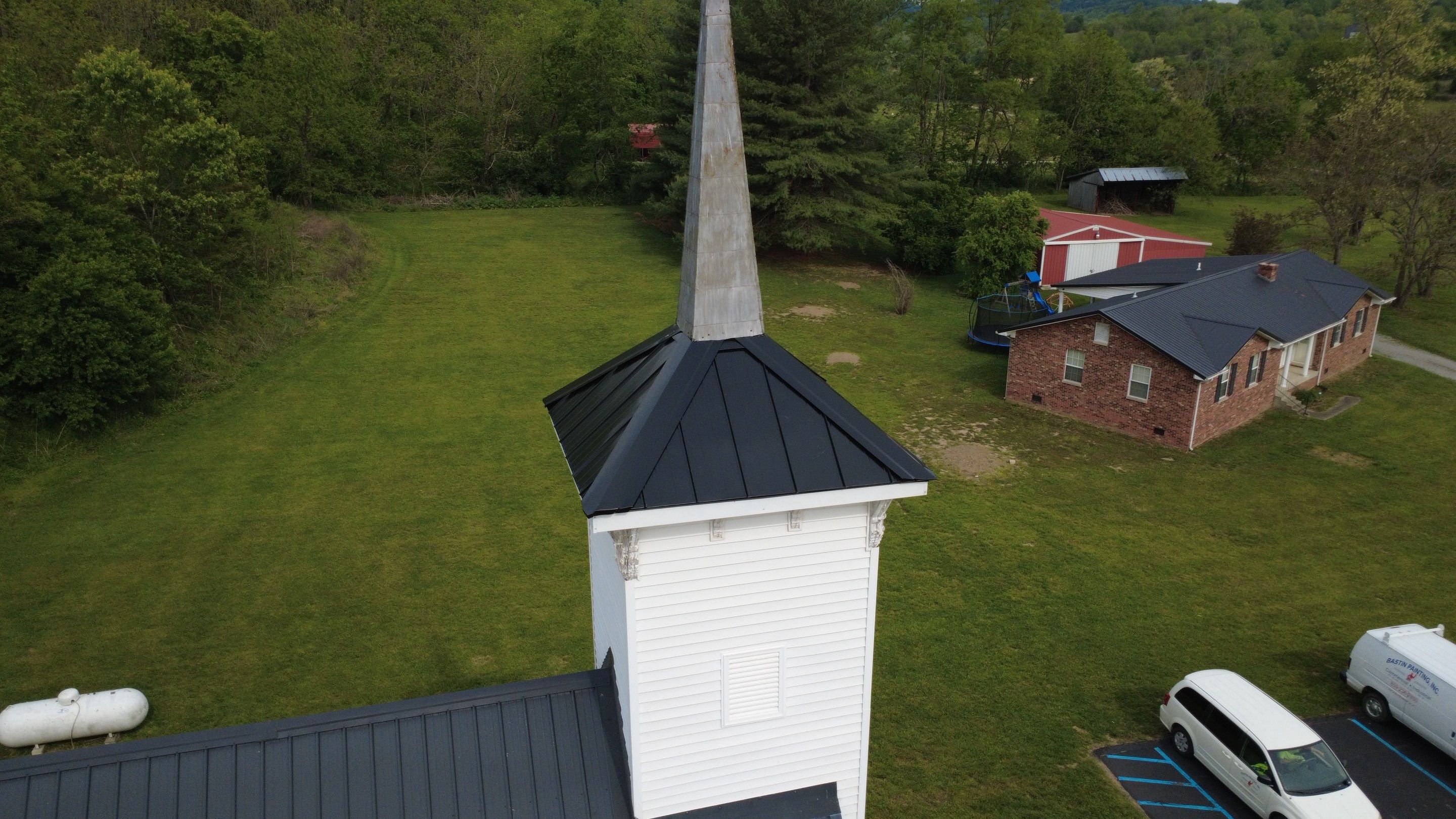 Hustonville Church Steeple Roof Restoration by Stout Exteriors