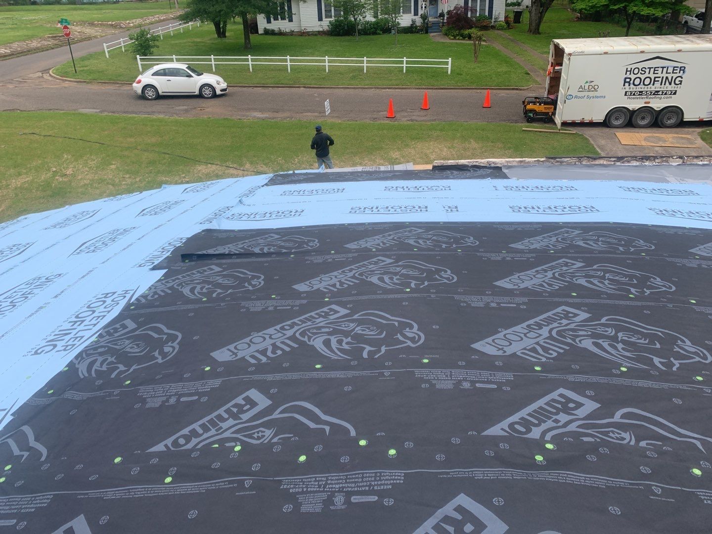 Commercial Roofing Installation using 50 mil PVC by Hostetler Roofing