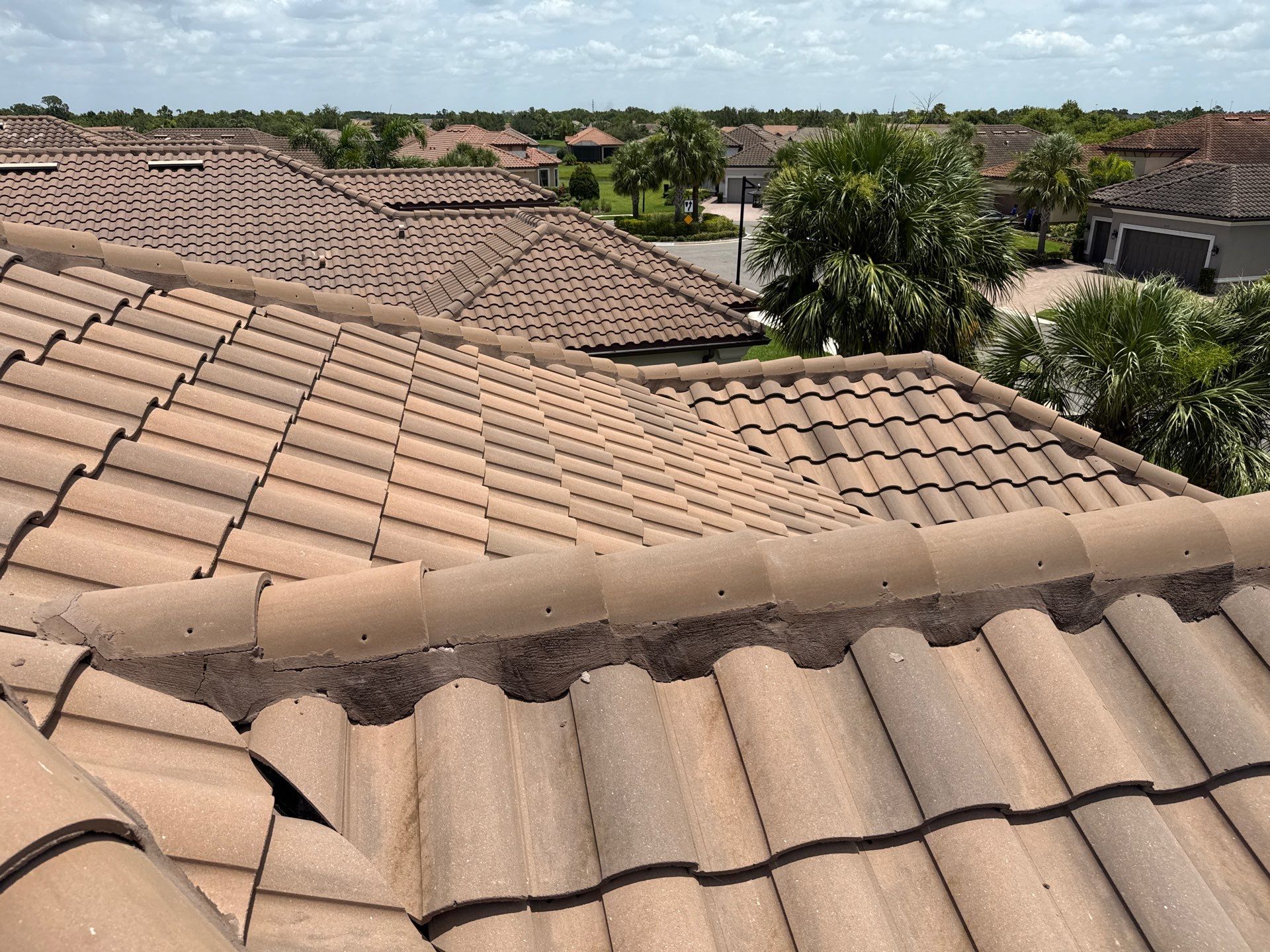 Neighboring Tile Roof Cleaning with Gutter Runoff Control – Palmetto, FL by Sunshine AquaWash