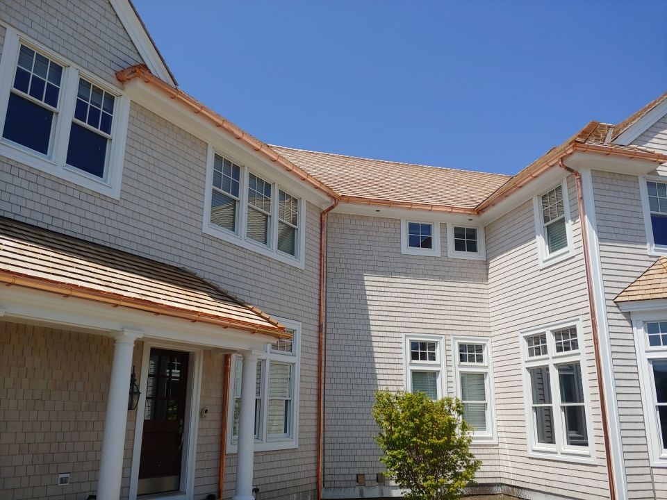 Gutter Installation using 6" Half Round Copper Gutter in East Sandwich, MA by Gutter Pro Enterprises