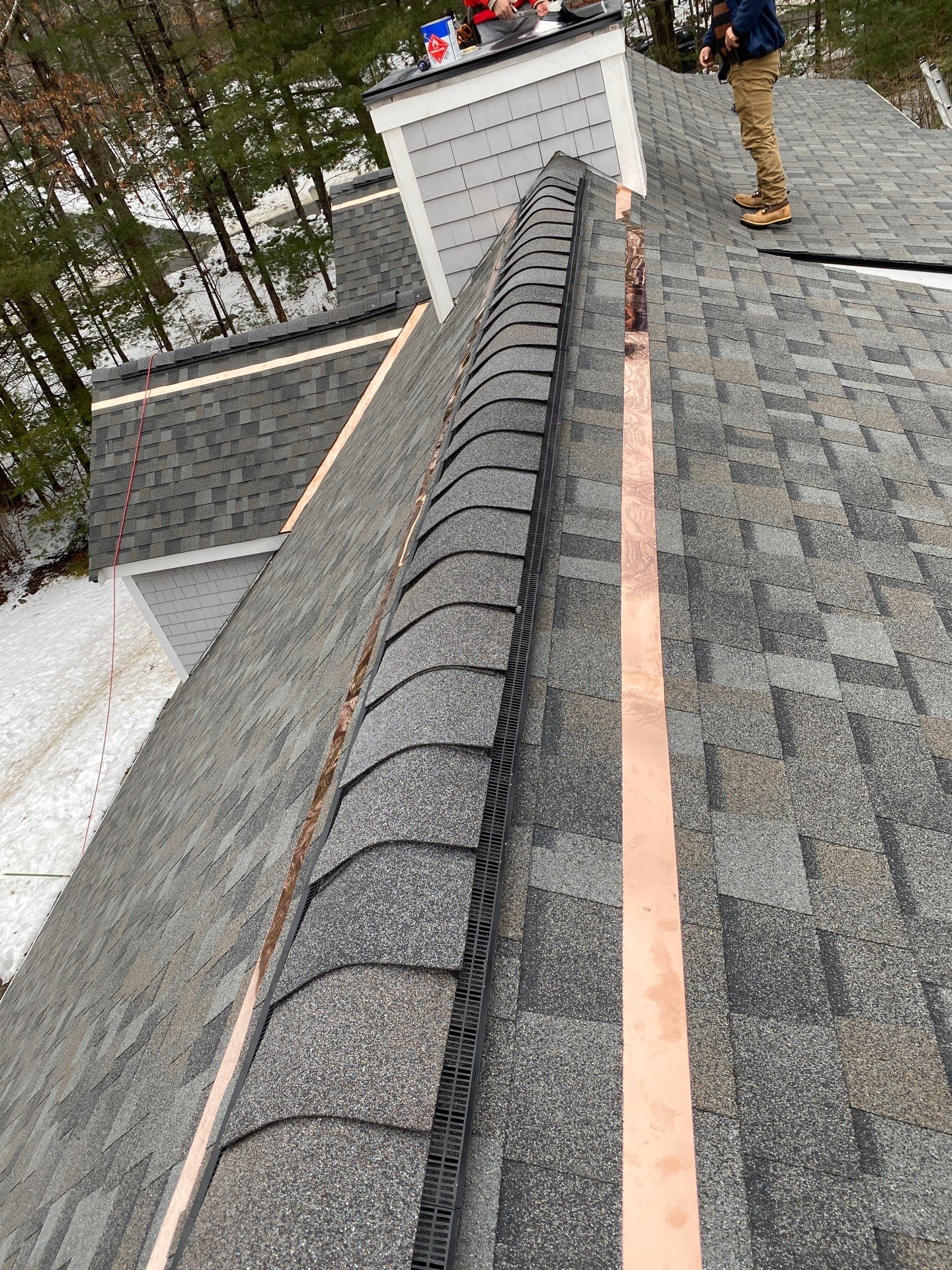 Carlisle Roofing Installation using Owens Corning Shingles and Copper by Mighty Dog Roofing of Greater Middlesex County