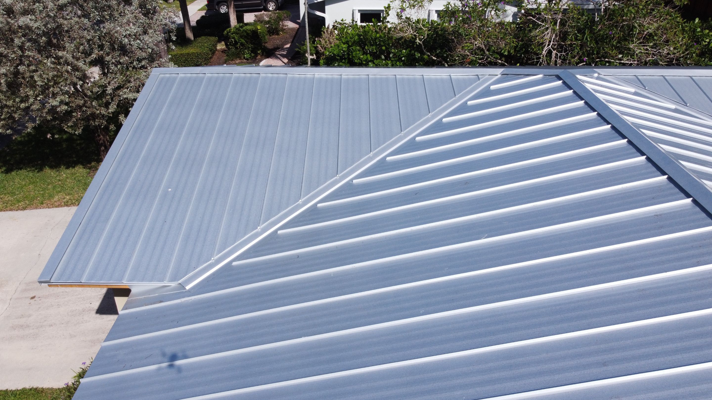 Residential Roofing Installation using 1" Nail strip metal roof by BLUES BROTHERS ROOFING