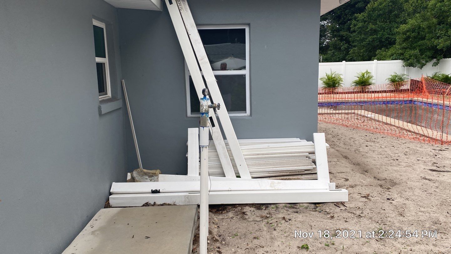 Vinyl Privacy Fence With AC Enclosure and Storage Corral by Asap fence and gates, LLC