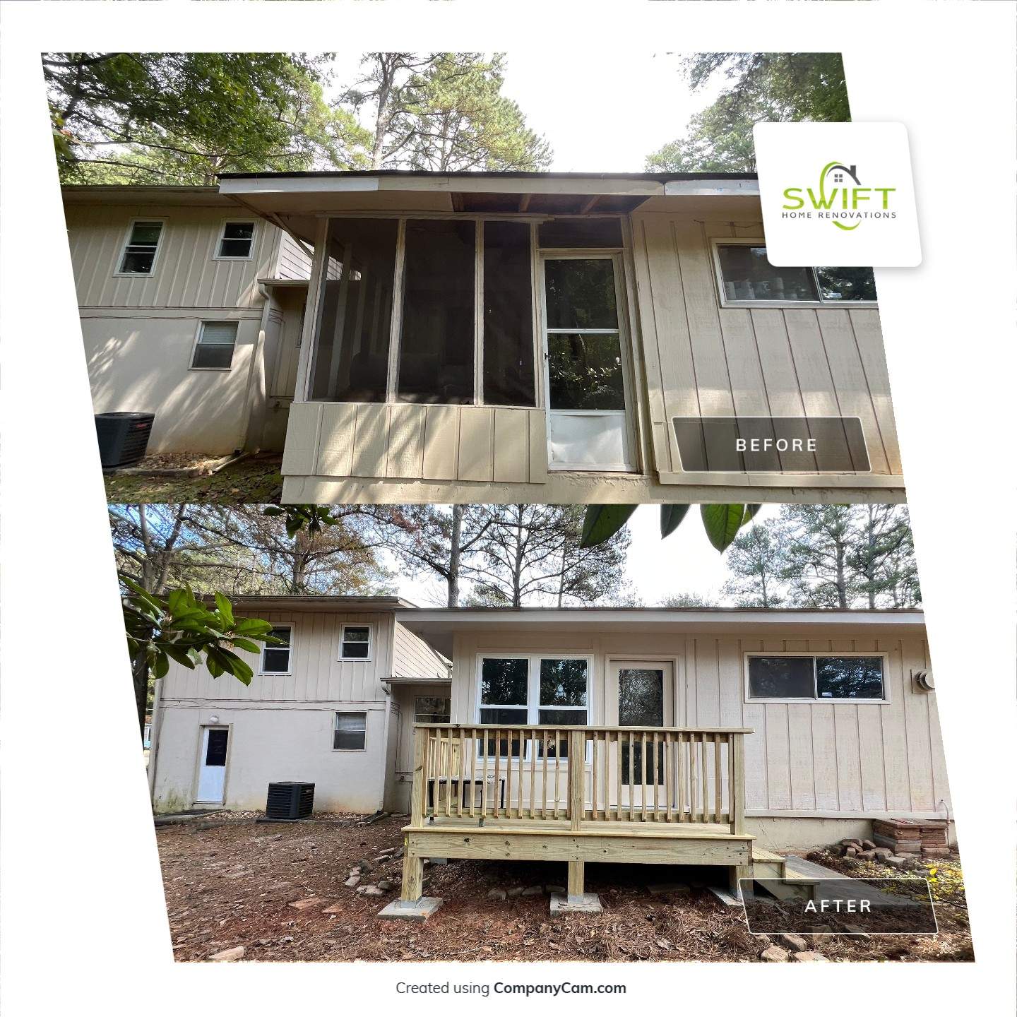 Sunroom Conversion and Pressure Treated Deck Installation in Doraville by Swift Home Renovations