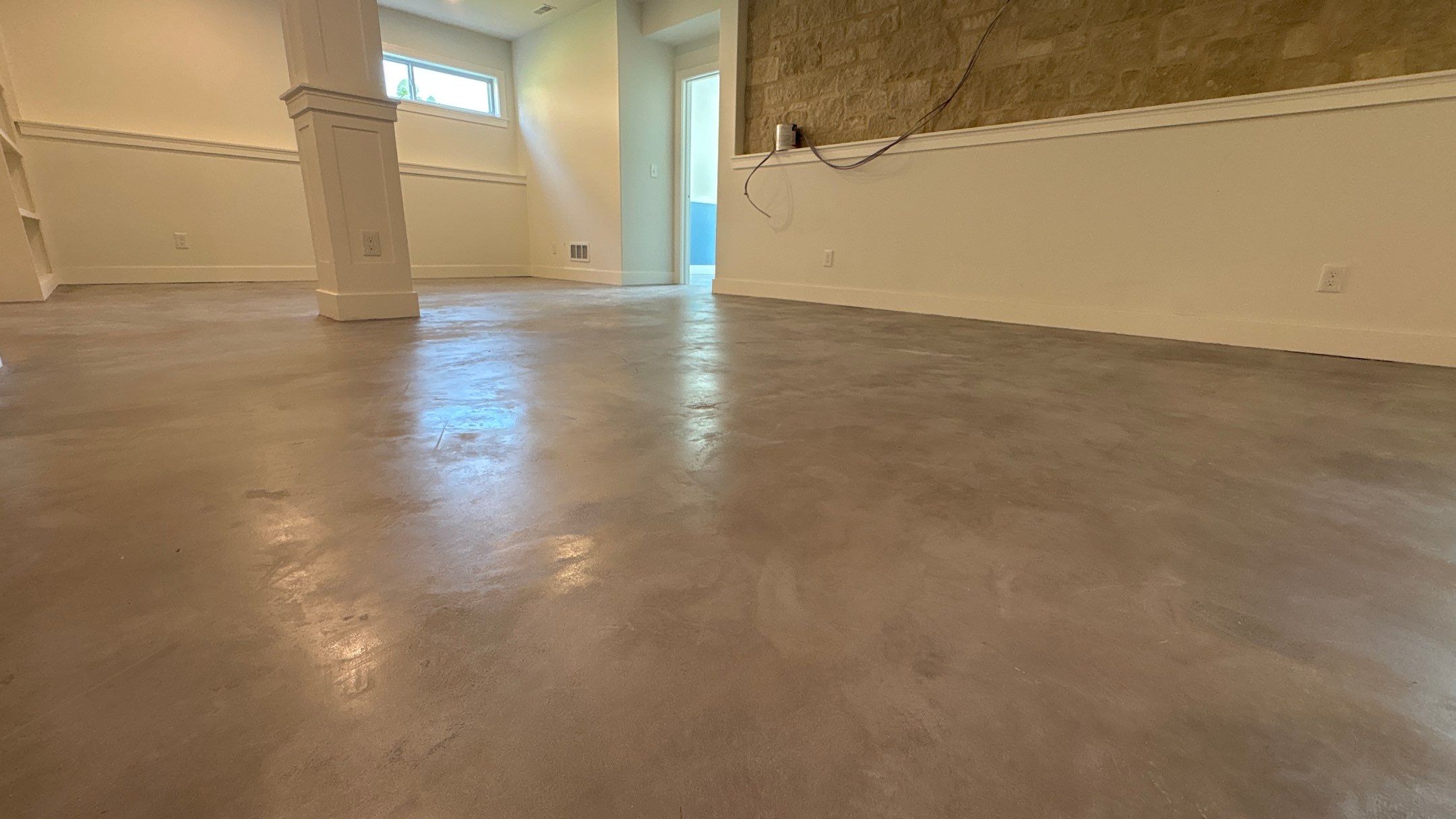 Basement Floor Overlay - Lawrence, KS by Big Red Decorative Concrete, LLC