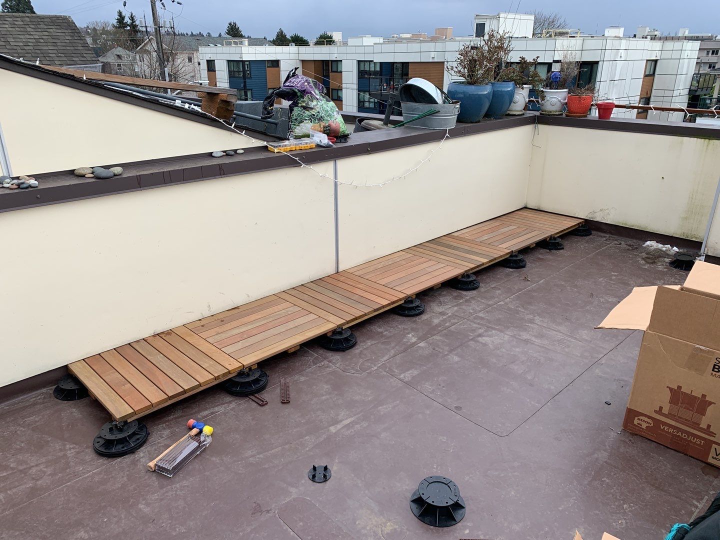 Ballard Rooftop Deck using IPE Tiles by Alki deck builders