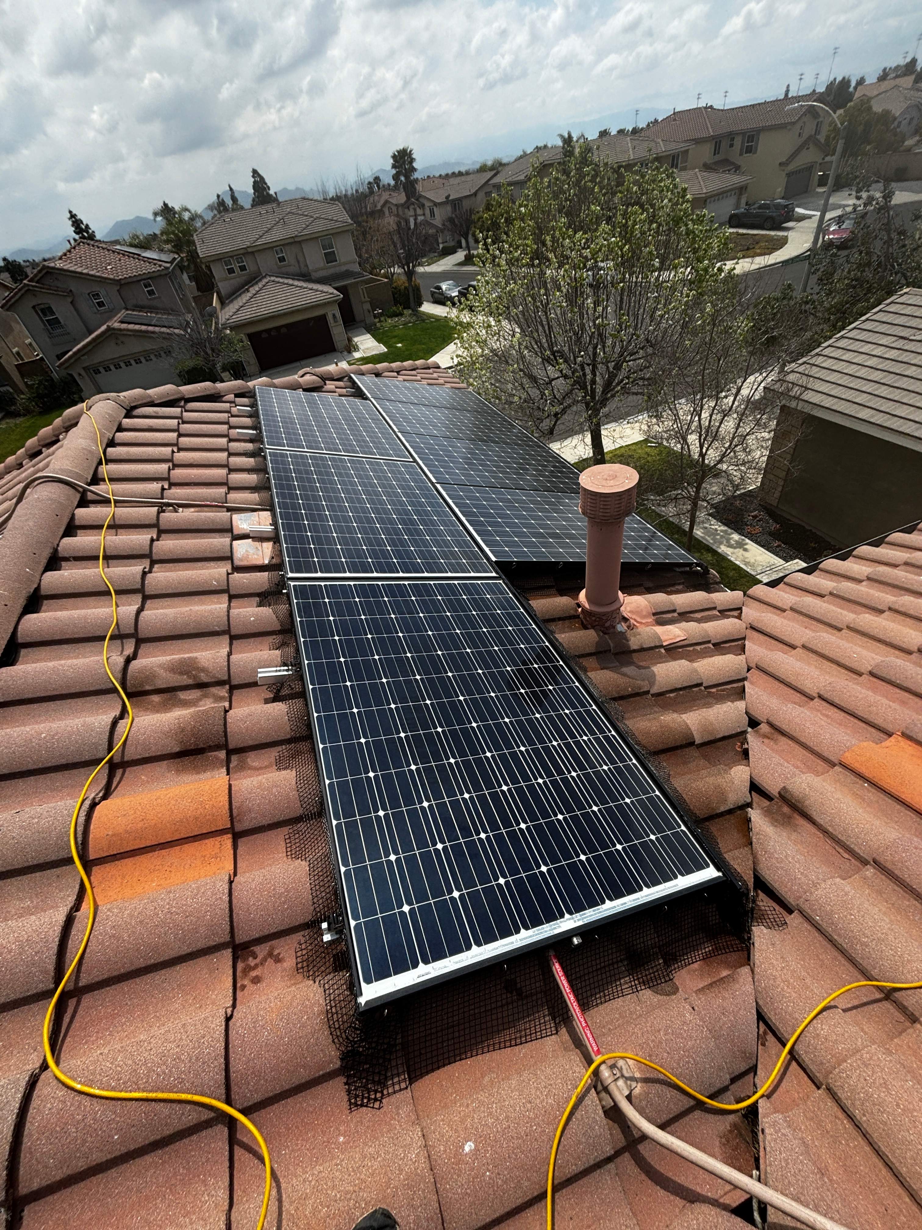 Completed Solar Panel Bird Proofing Project in Fontana Ca by Palm Coast Solar Cleaning