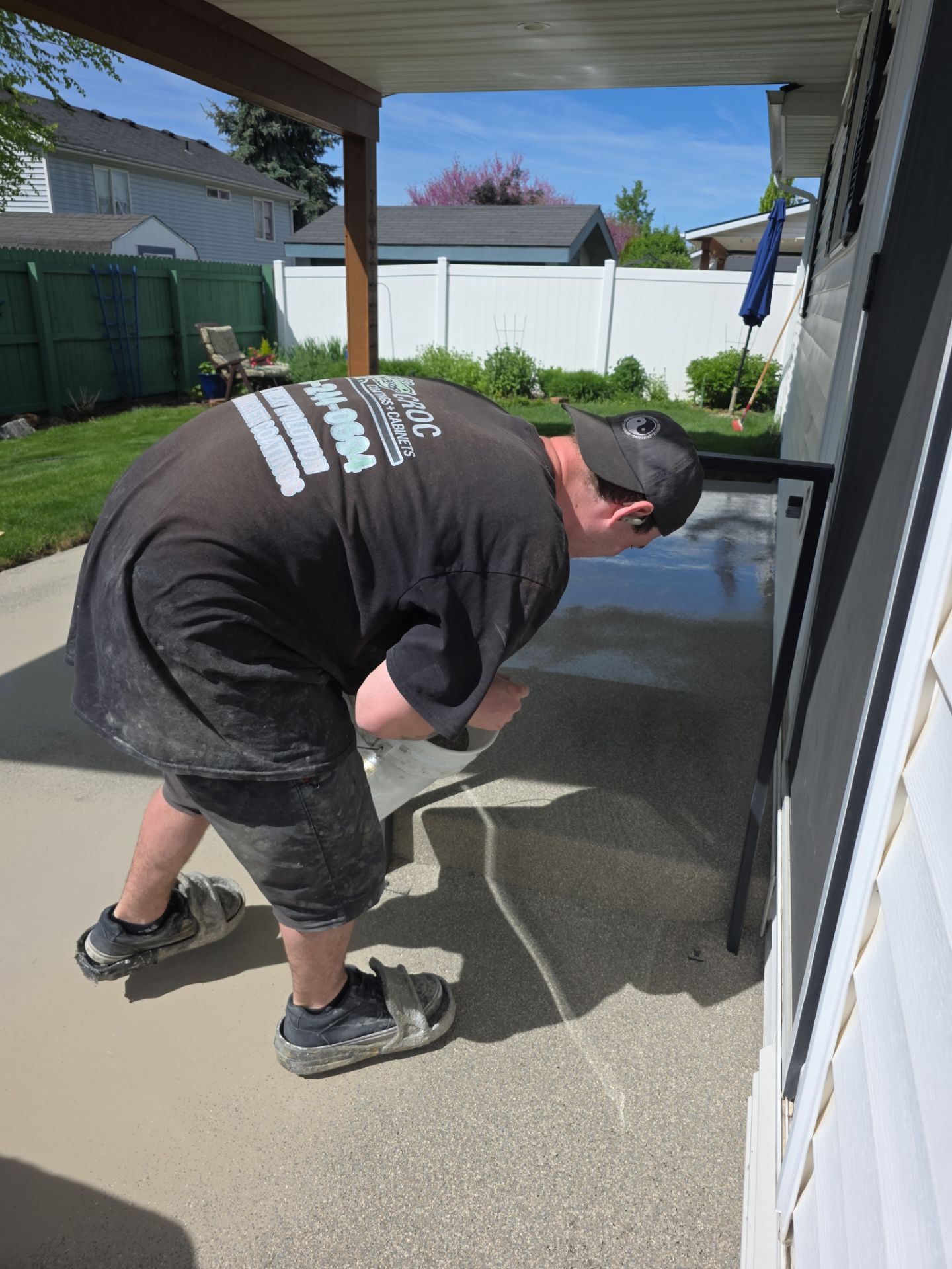 Coeur d'Alene Patio Transformation with Trail Mix Flake Coating by Croc Coatings, LLC