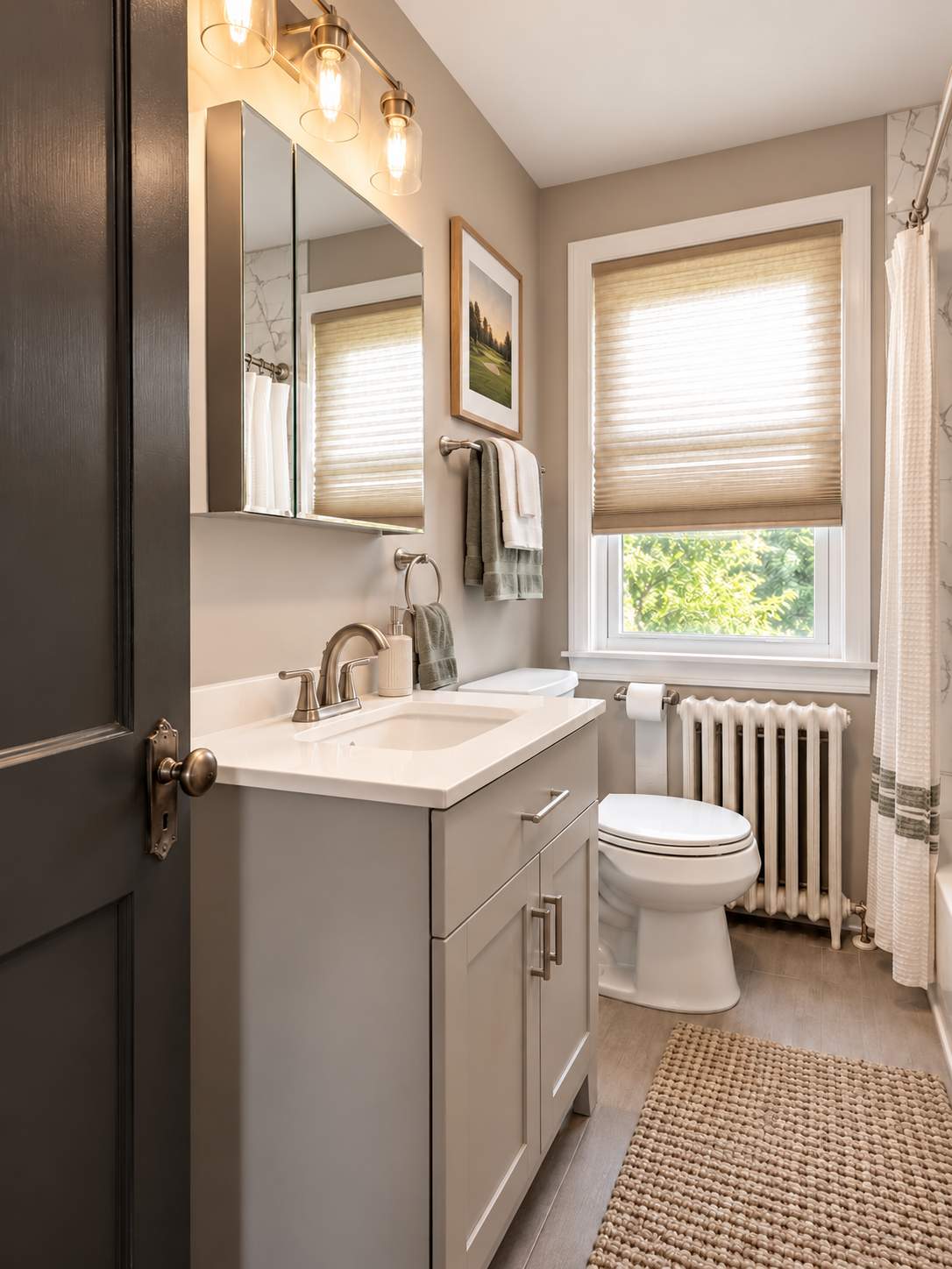 Modern Bathroom Remodel with Marble-Look Tub Surround by Remodel Now