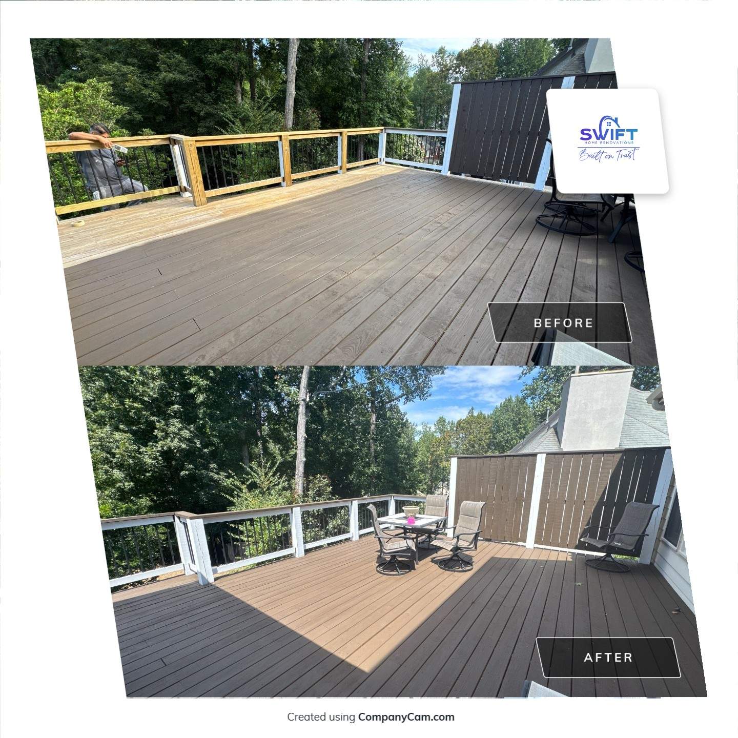 Modern Deck and Staircase Refinishing in Acworth, Georgia by Swift Home Renovations