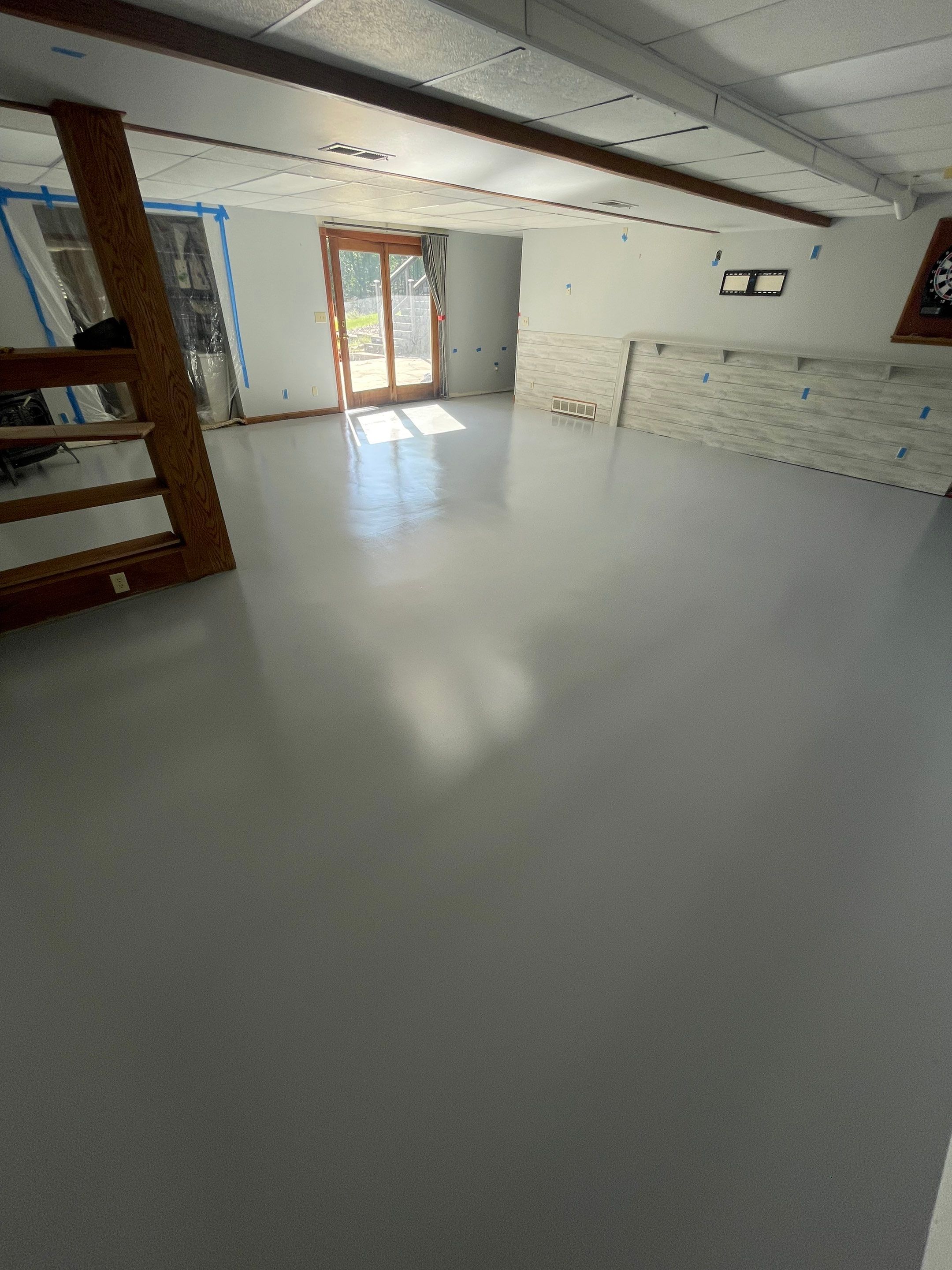 Solid Color Concrete Floor Coating for Renner Basement by Select Painting, Coatings & Garage Cabinets
