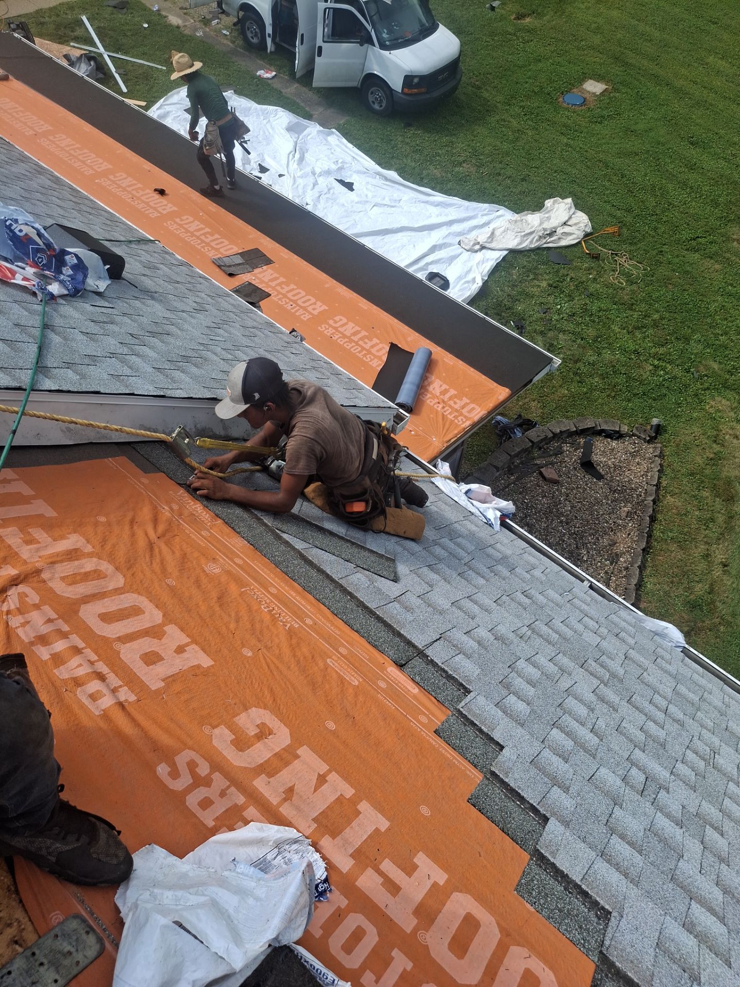 Residential Roofing Installation using GAF Timberline HDZ Fox Hollow Grey by Rainstoppers Roofing