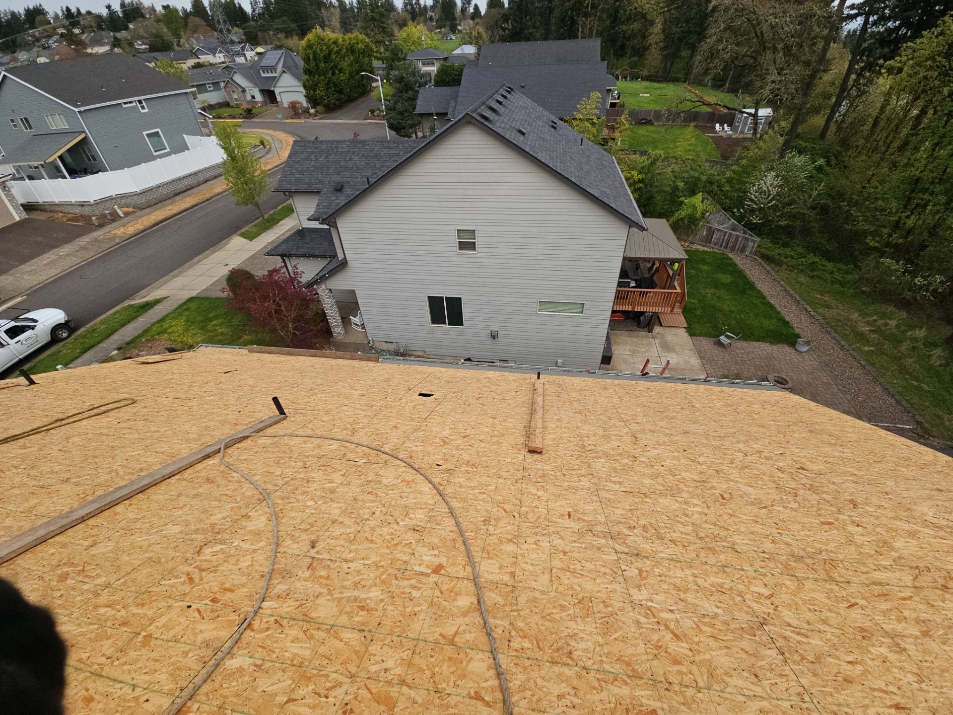 Residential Roofing Installation using Malarkey Vista AR Shingles (Color: Storm Grey) by Orezona Building & Roofing Company, Inc.