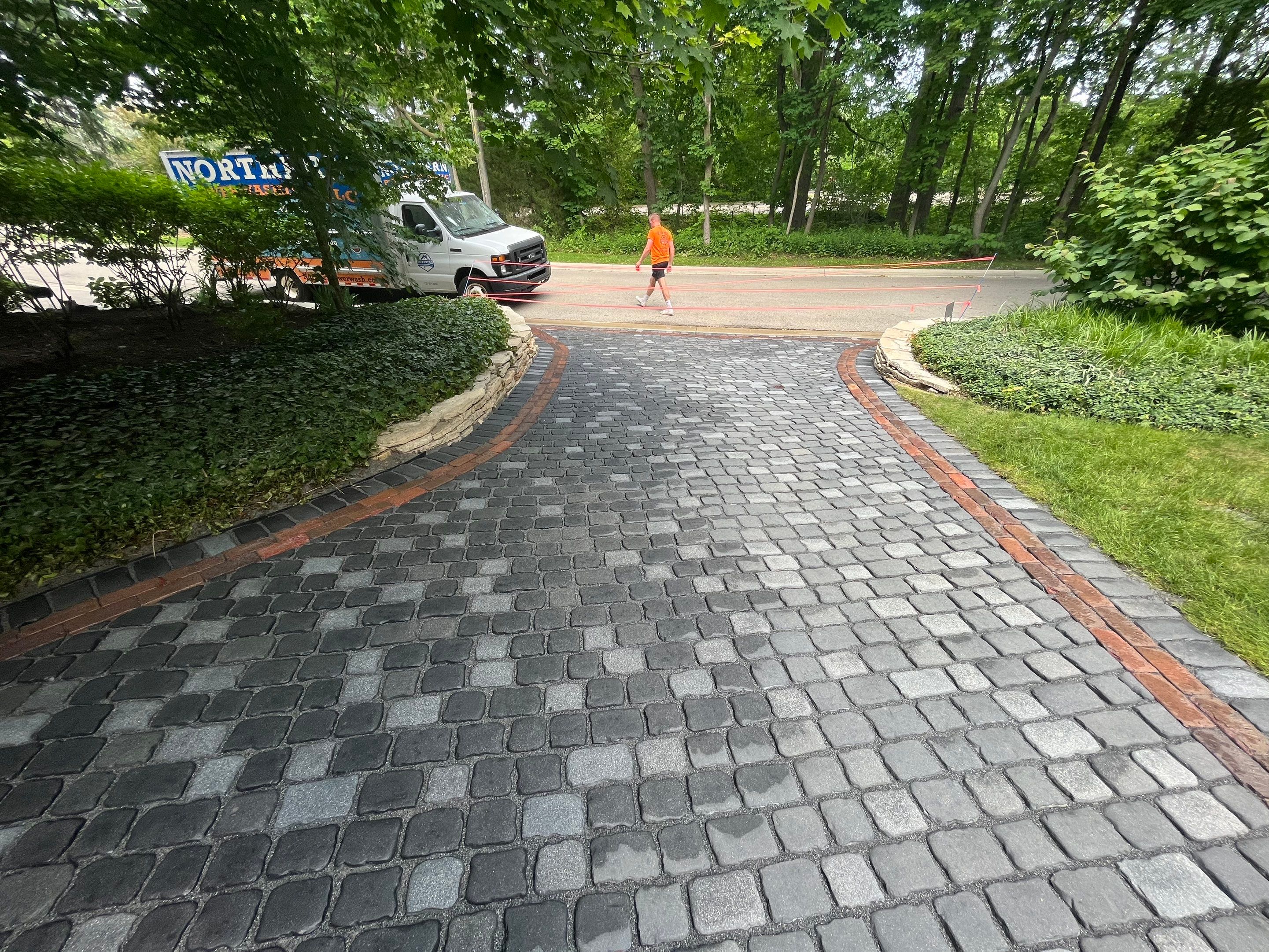 Glencoe, IL brick paver clean sand seal, repair, and reseal by Northern Power Washing LLC.