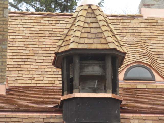 Cedar Roof & Copper Gutter Installation in Lake Forest by Custom Installations