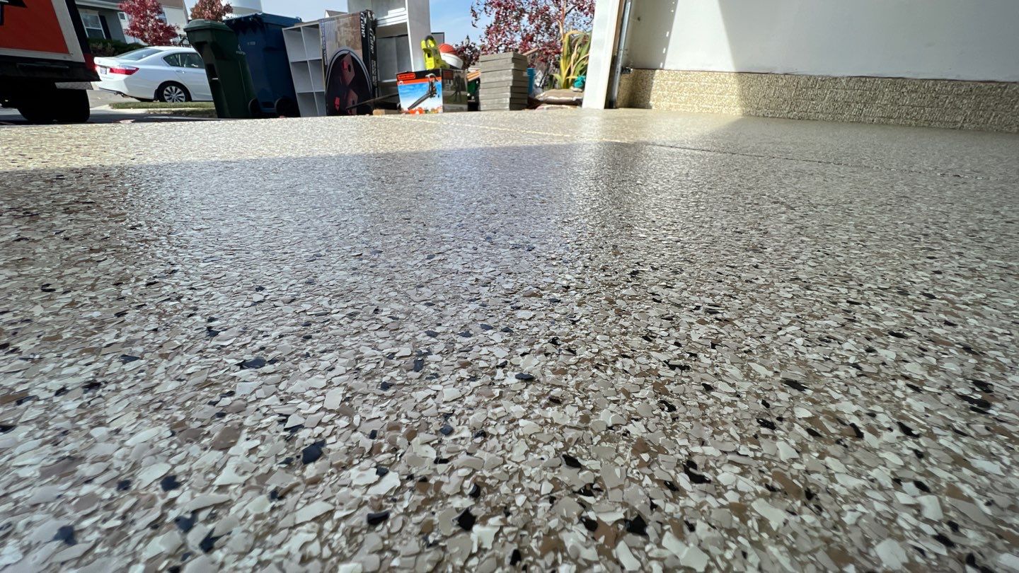 Garage Floor using Driftwood by Your1DayFloor.com