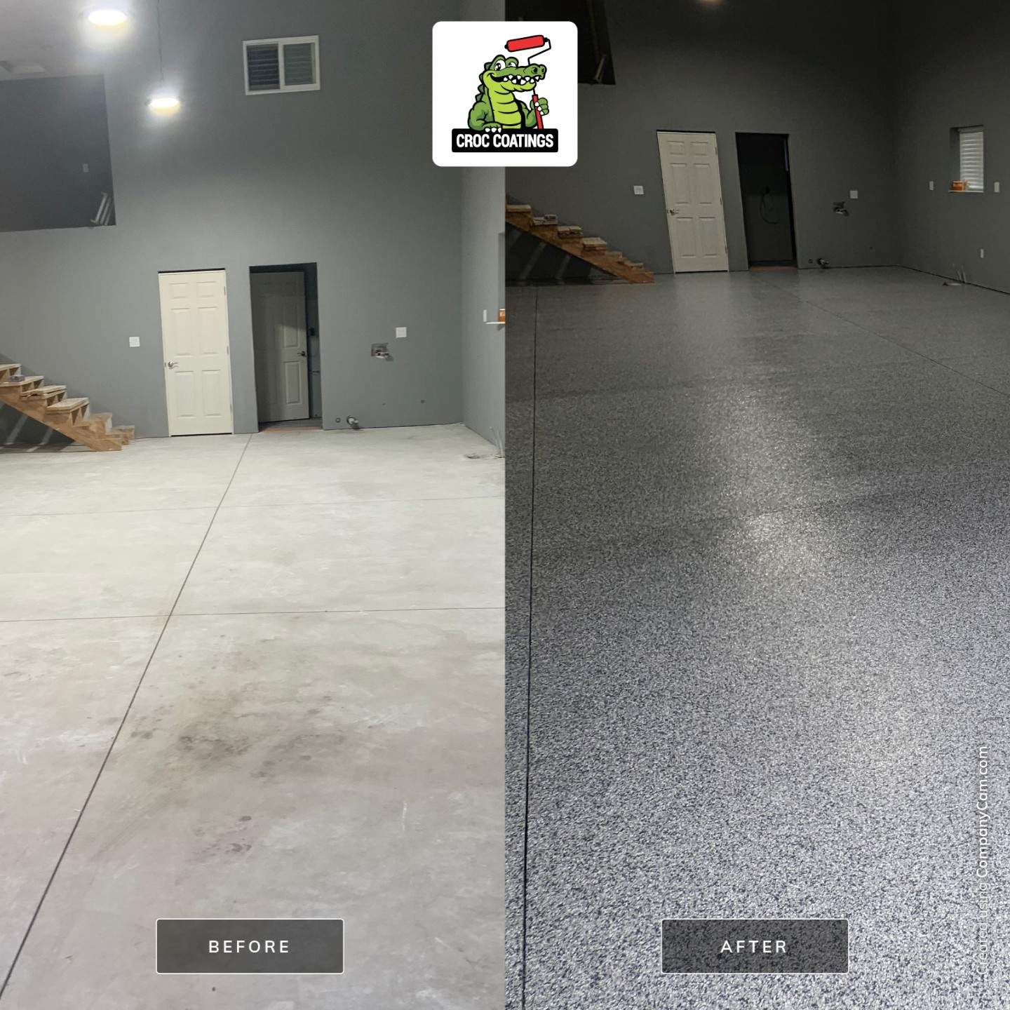 Garage Transformation using Slate Stone by Croc Coatings, LLC