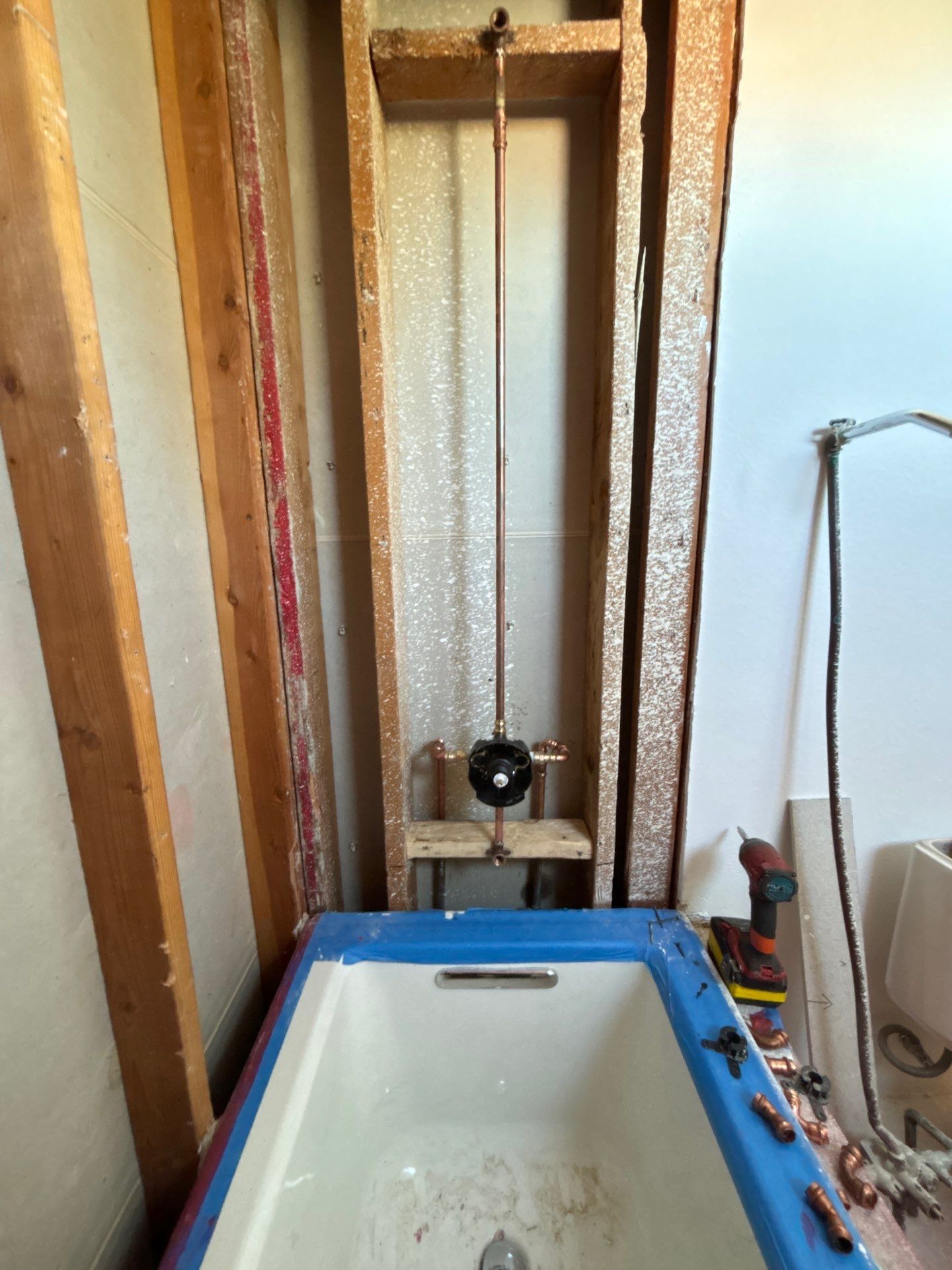 Installing Water Pipe for Shower by Us Plumbing