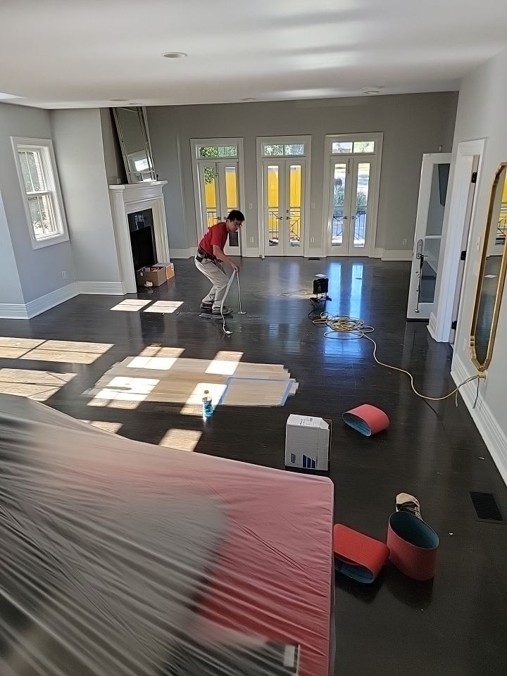 From dark to light, the results are stunning! Beautiful white oak refinish with Country White stain by Footprints Floors of Nashville