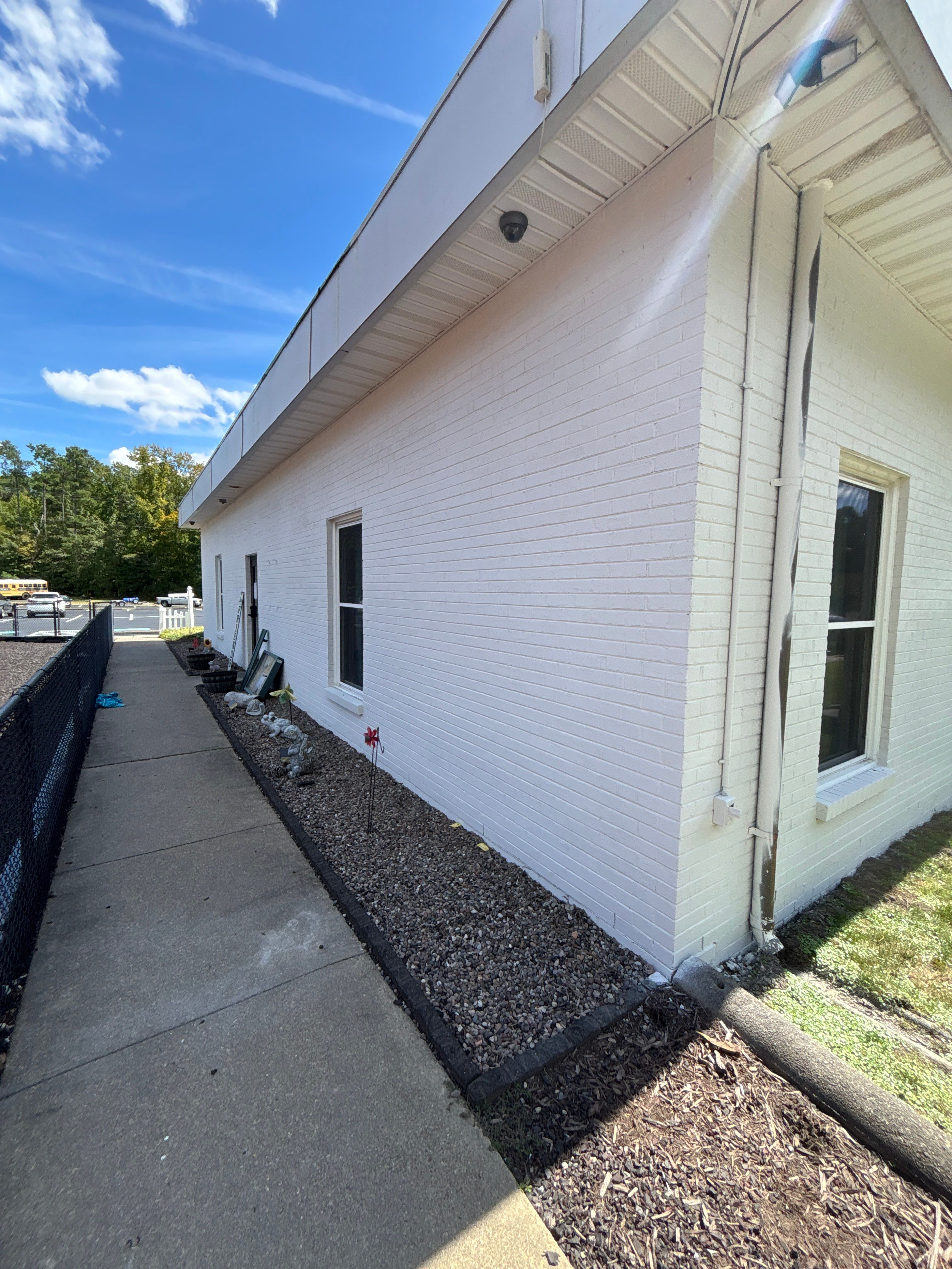 Church Exterior Brick Painting with Romabio Masonry Flat by Highfill Painting