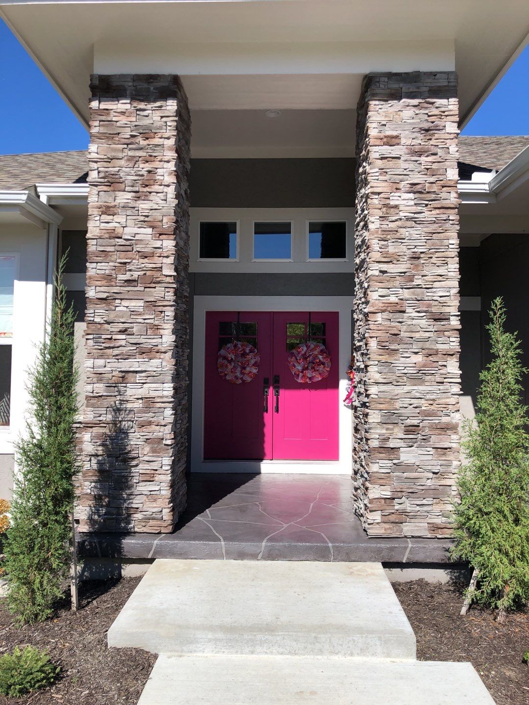 Overland Park -- Front Porch with Tuscan Flagstone Overlay by Big Red Decorative Concrete, LLC