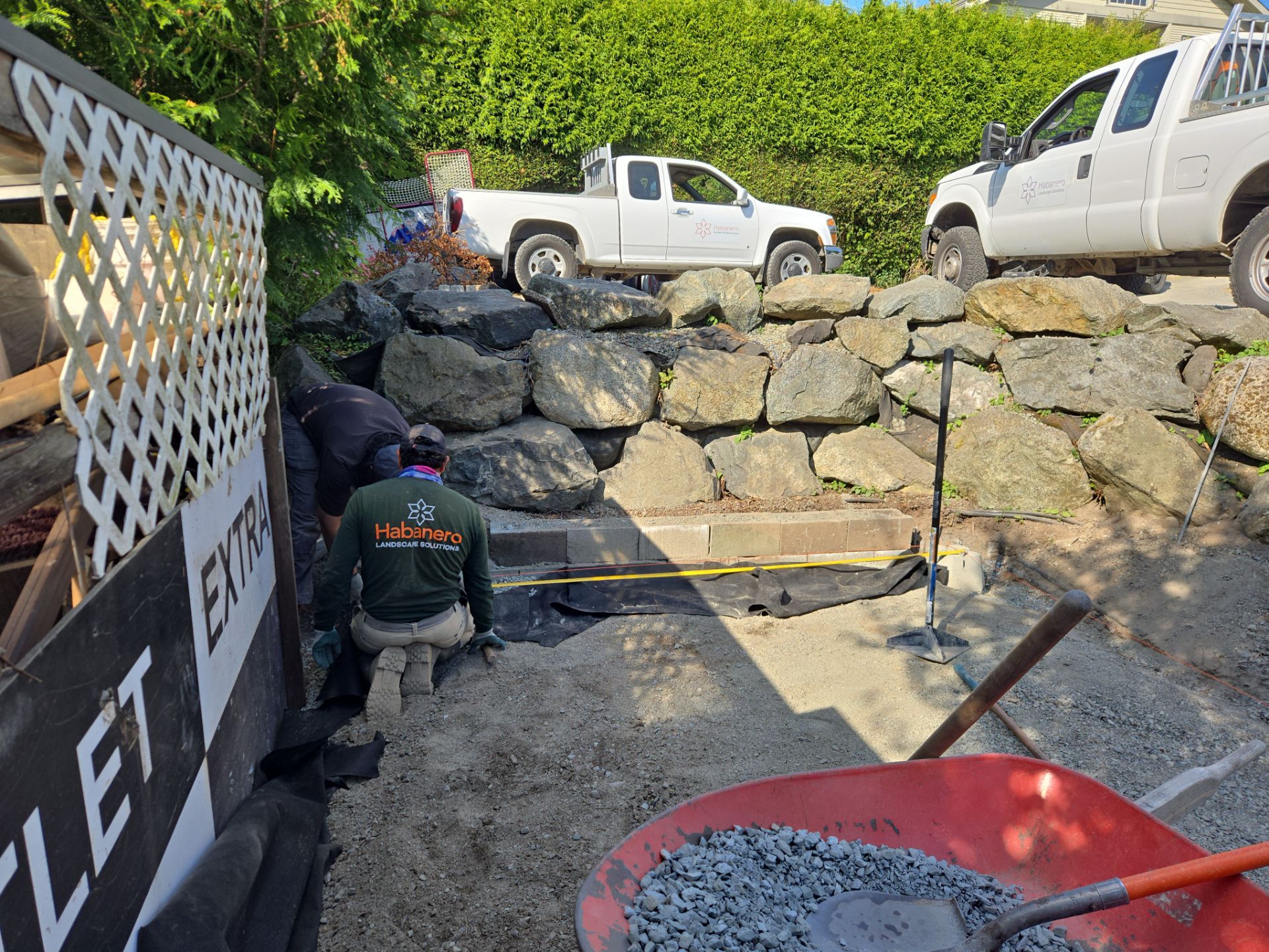 Backyard Transformation — Custom Shed, Paver Patio & Retaining Wall by Habanero Garden and Exterior Care