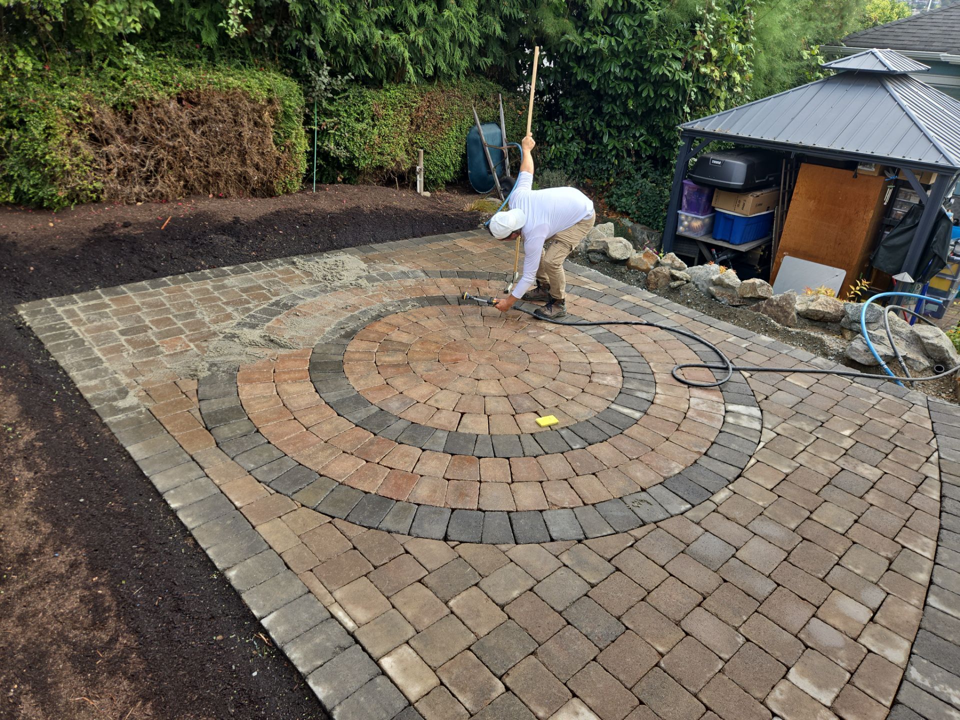 Backyard Transformation — Custom Shed, Paver Patio & Retaining Wall by Habanero Garden and Exterior Care