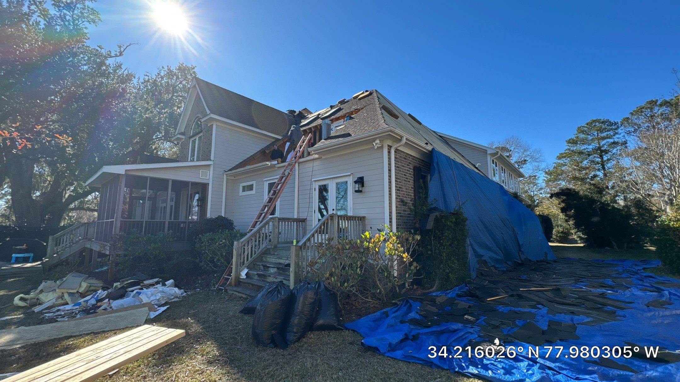 Insurance Claim Storm Damage Restoration with Skylight Replacement in Leland, NC by RGR Construction and Roofing, LLC