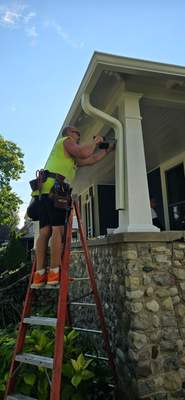 seamless aluminum gutter install in Woodstock, IL (In Progress)