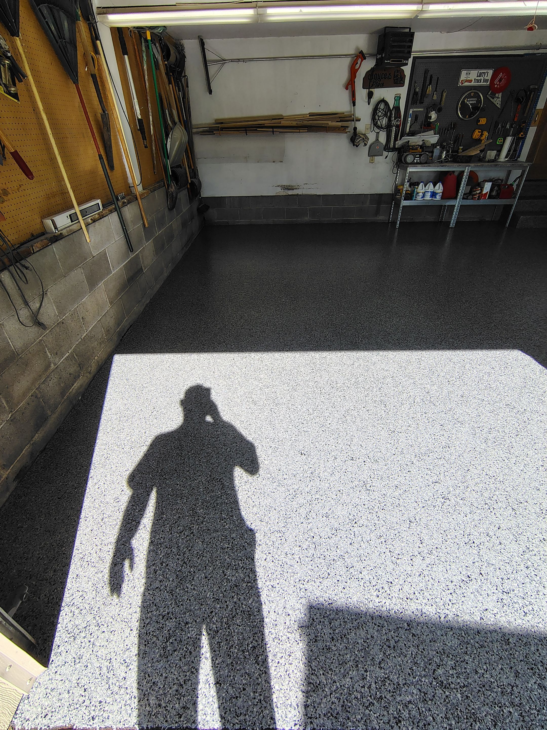 Nightfall Decorative Chip Garage Floor Coating in Luverne, Minnesota by Select Painting, Coatings & Garage Cabinets