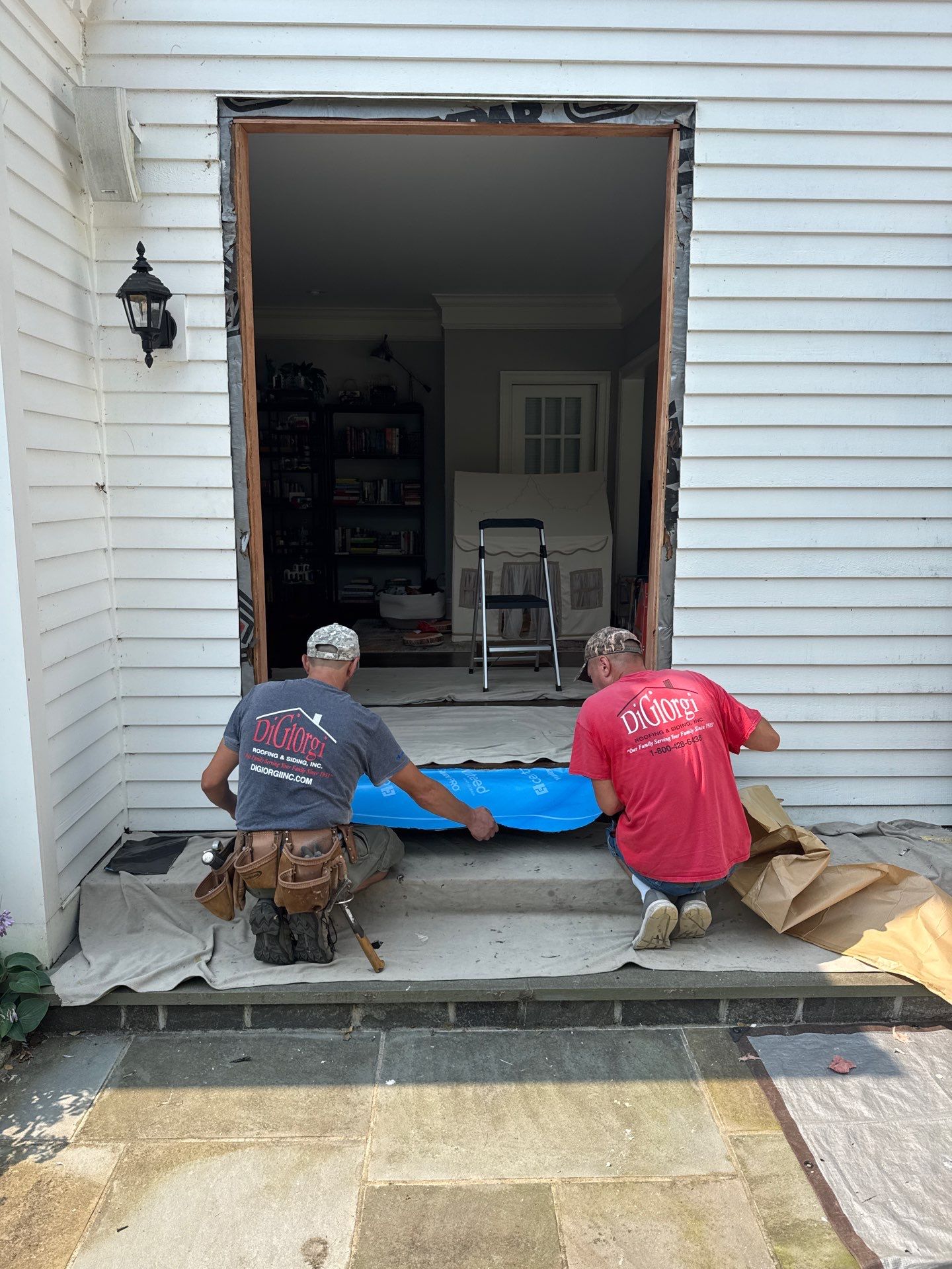 Patio Door Installation Using Infinity by Marvin Patio Door by DiGiorgi Roofing and Siding Inc