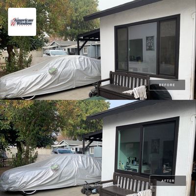 Window Installation using black Vinyl Windows