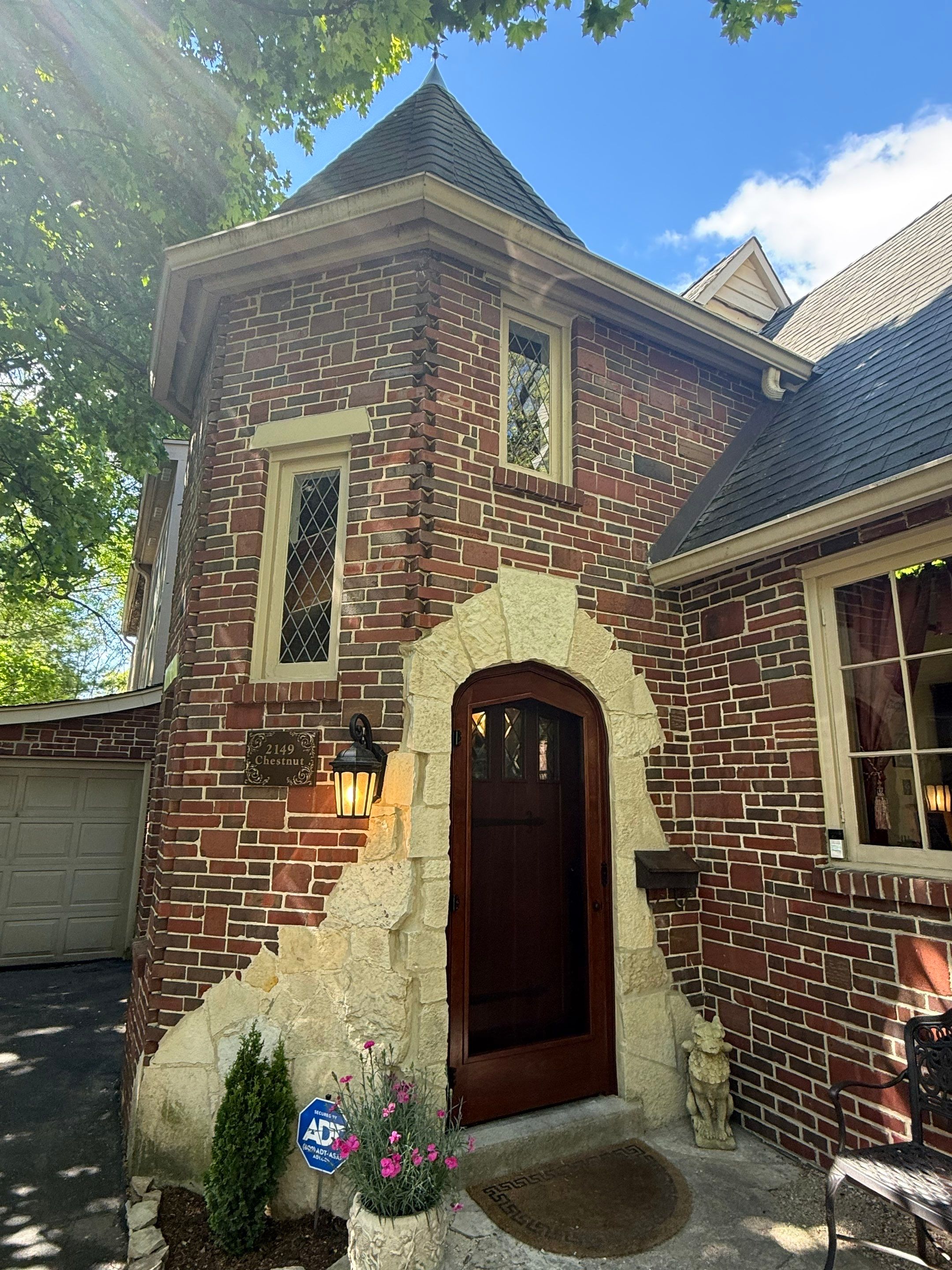 Custom Arched Wood Entry Door with Diamond Glass Replacement in Wilmette by Great American Exteriors