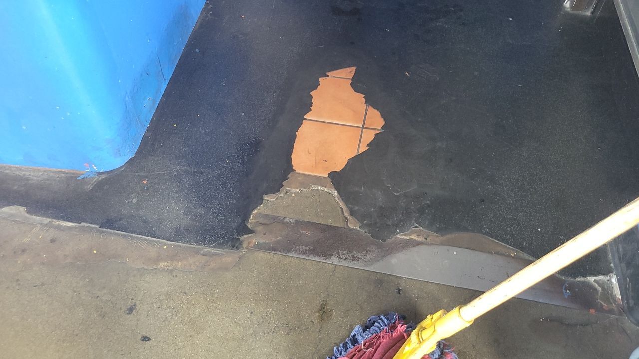Commercial Floor Transformation using Slate Stone by Croc Coatings, LLC