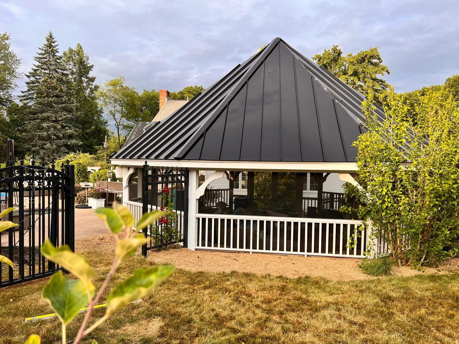 Standing Seam Black Metal Roof- Gazebo by Loyalty Exterior Solutions 