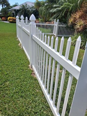 White Vinyl Picket and Privacy Fence Installation in Fort Myers