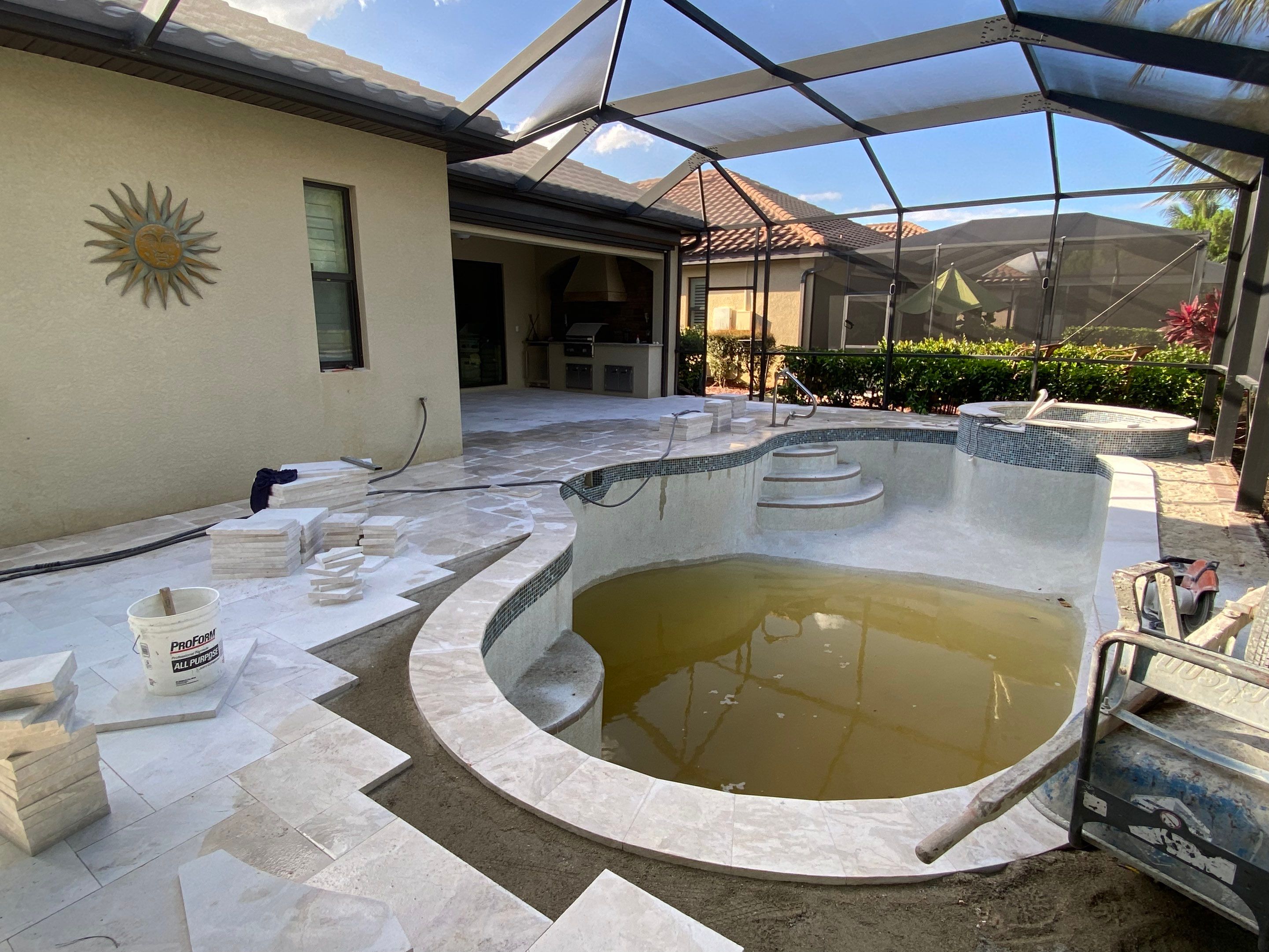 Textured Marble Pool Deck - Bonita National Golf & Country Club by Old Town Pavers Llc