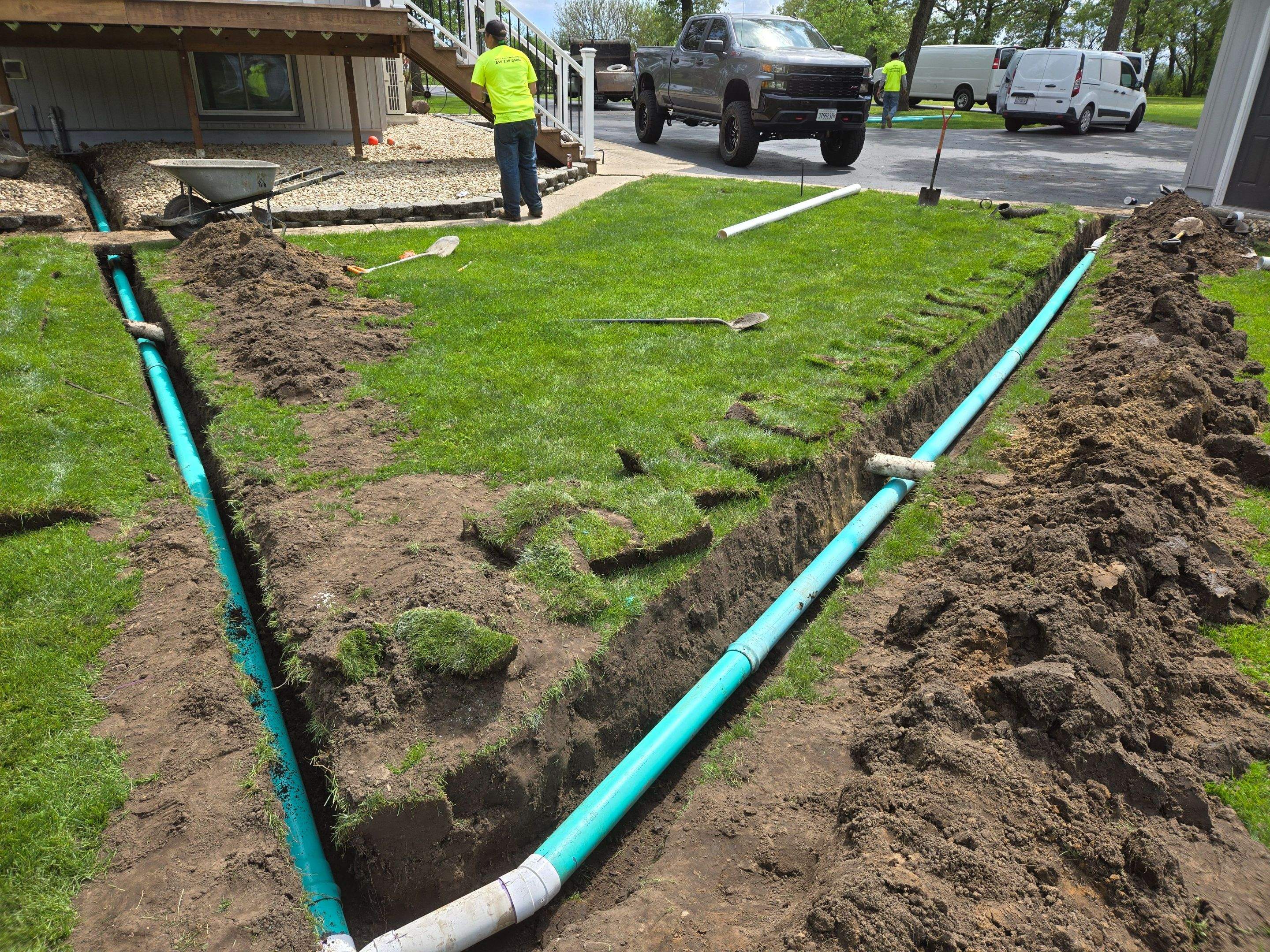 Installation of 4" Drainage Tile/ Lift Station Installation and Pit Boss Pro + Pump Combo by Allied Water Services