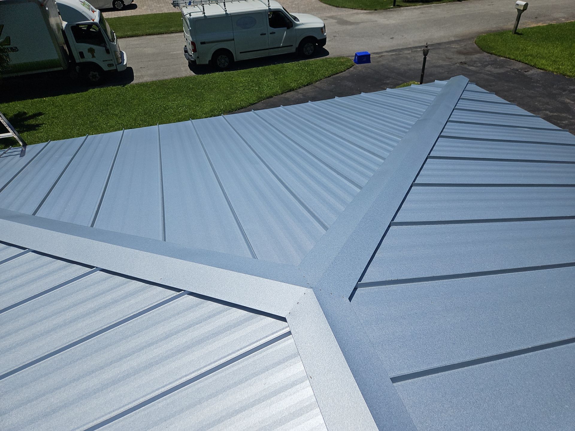 Residential Roofing Installation using 1" Nail strip metal roof by BLUES BROTHERS ROOFING