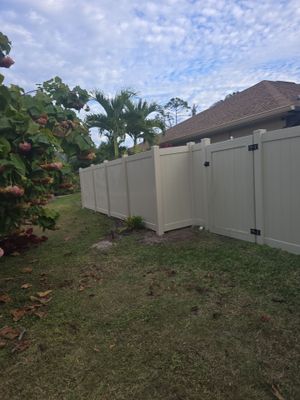 Tan Vinyl Fence in North Port