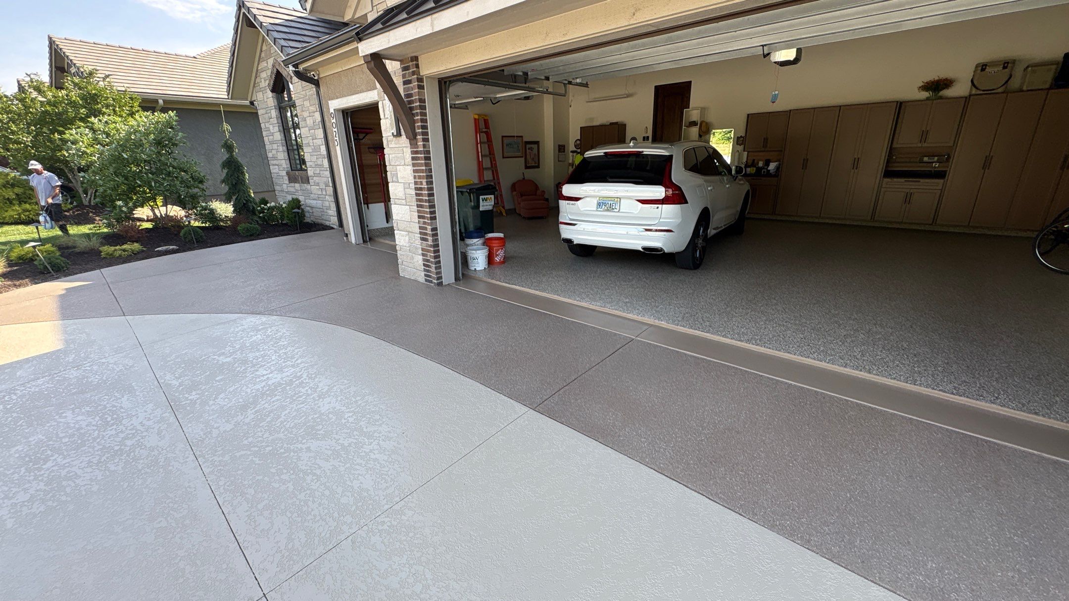 Two-Tone Driveway Resurface - Olathe, KS by Big Red Decorative Concrete, LLC