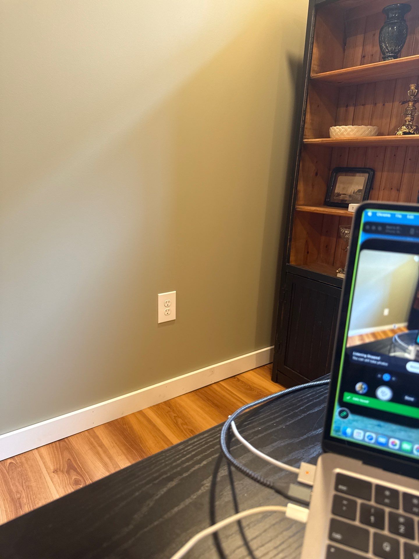 Lincoln Home Office Renovation With Sage Green Walls and Laminate Floors by CompanyCam Sales Demo