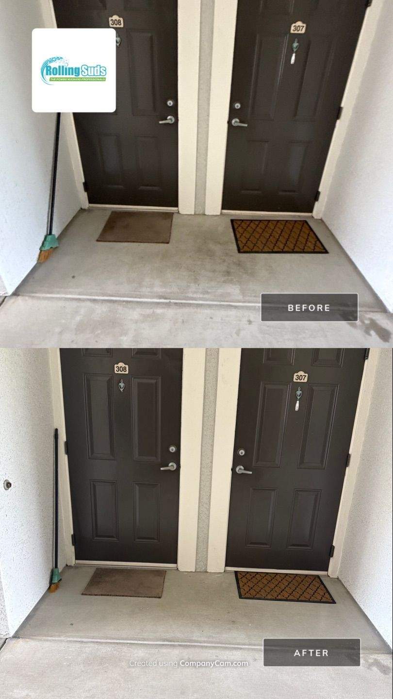 Multifamily Breezeway, Stairwell & Entryway Restoration - Melbourne, FL by Rolling Suds of Melbourne - Palm Bay
