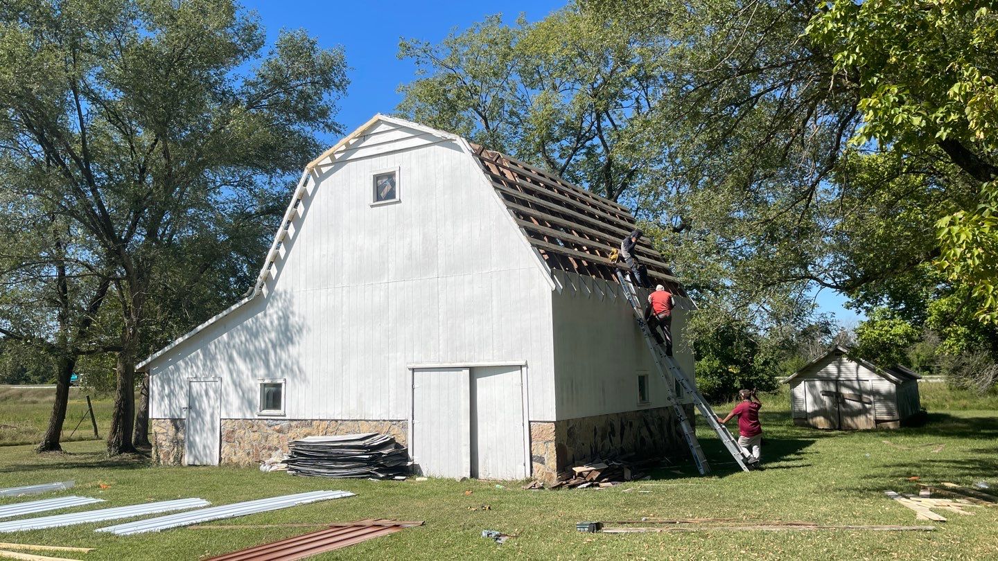 Residential Barn Roofing Install - 26 Gauge G-Rib Metal - Color bright White by Titan Commercial & Residential Roofing